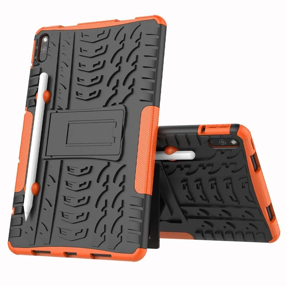 DL3 Mobilak Case For Huawei Matepad 10.4 Inch 2022/2020 tablet, Hybrid Rugged Armor Heavy Duty 2 in 1 TPU + PC Combo Dual Layer Shockproof Case with Kickstand - Orange