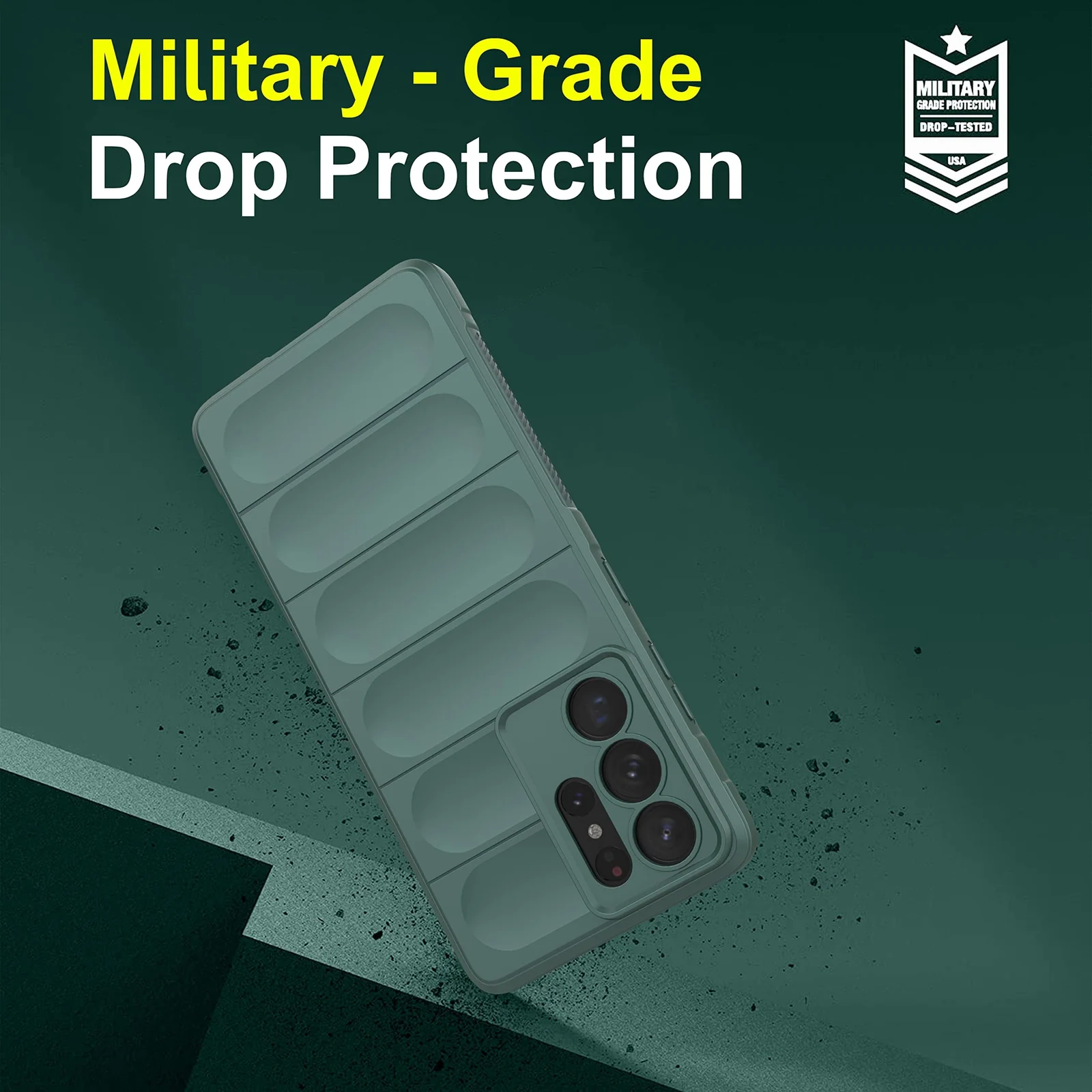 DL3 Mobilak Rugged Protective Case for Samsung Galaxy S21 Ultra, Camera protection, Shock-absorbing protection, Non-slip grip - Green