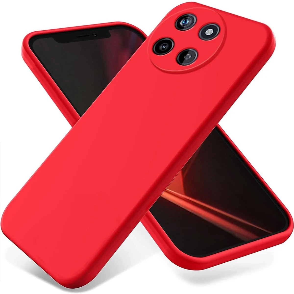 DL3 Mobilak Liquid Silicone Protective Case for realme 11 4G with Microfiber Lining and Shockproof Design - Red