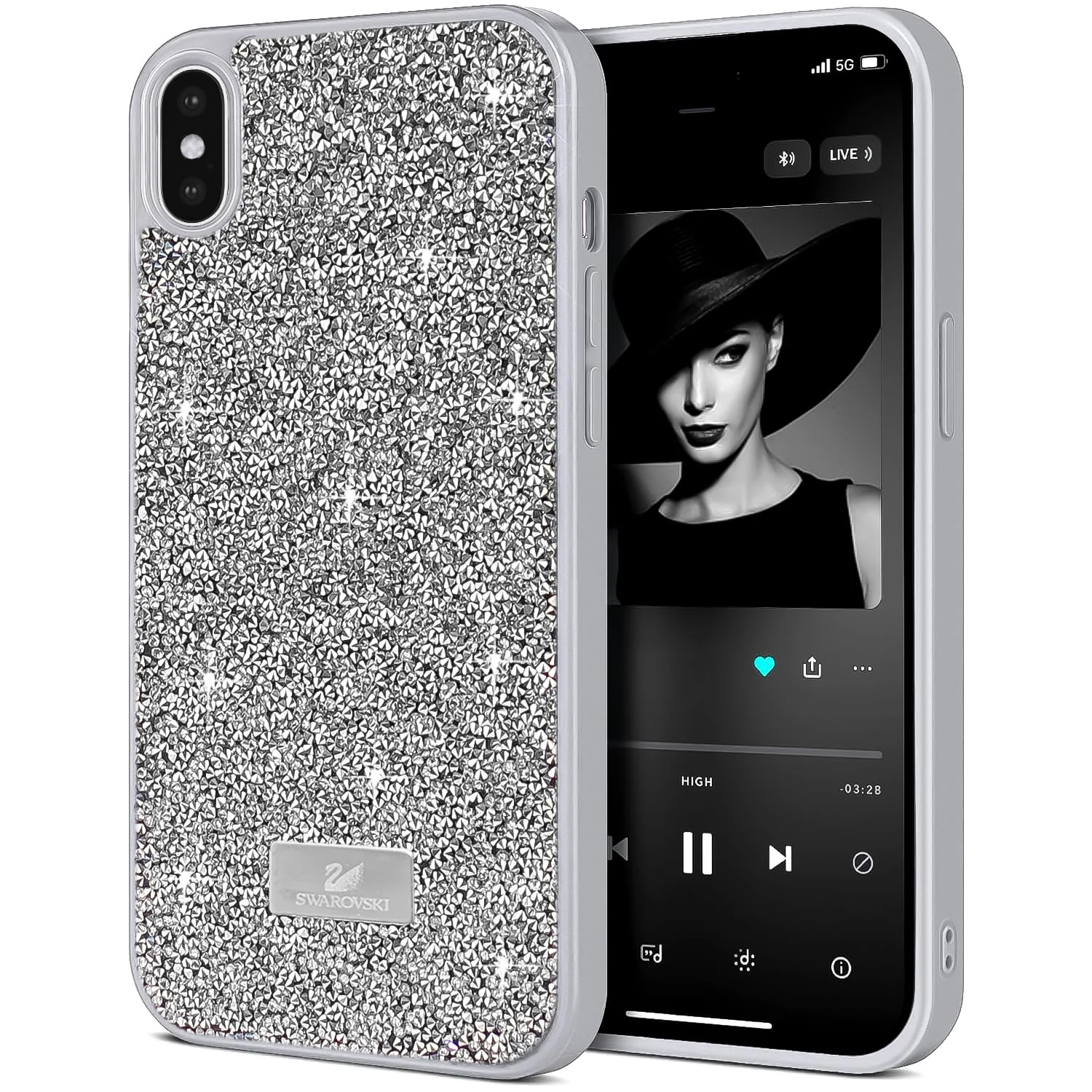 DL3 Mobilak Glitter Protective Case for iPhone XS Max, Supports wireless charging, Shock-absorbing protection, Scratch-resistant surface