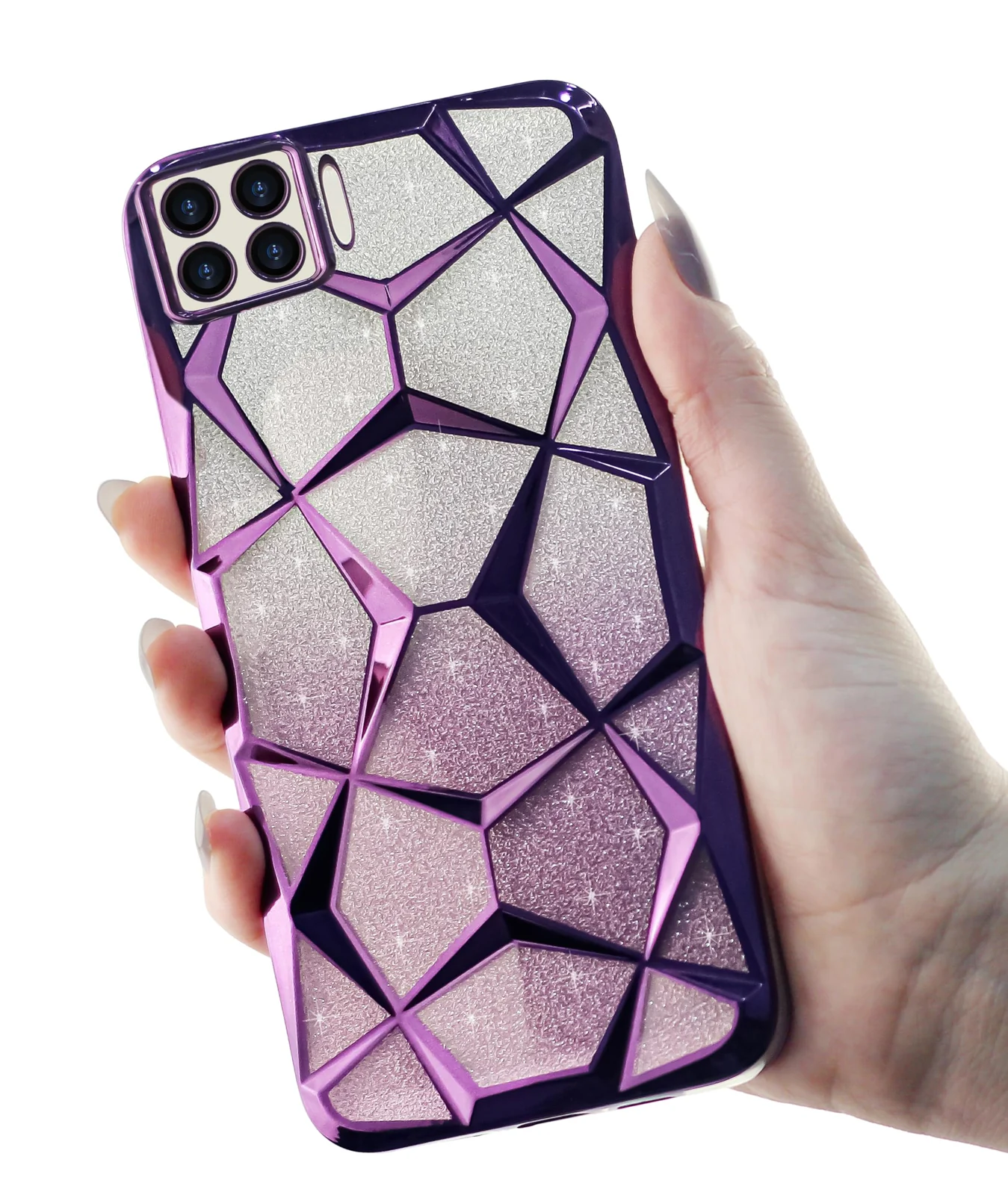 DL3 Mobilak Compatible with OPPO A93 4G Case Plating Bling Gradient Glitter Clear Cover Soft TPU Silicone Cute Camera Protection Shockproof Back for Women Girls Case - Purple