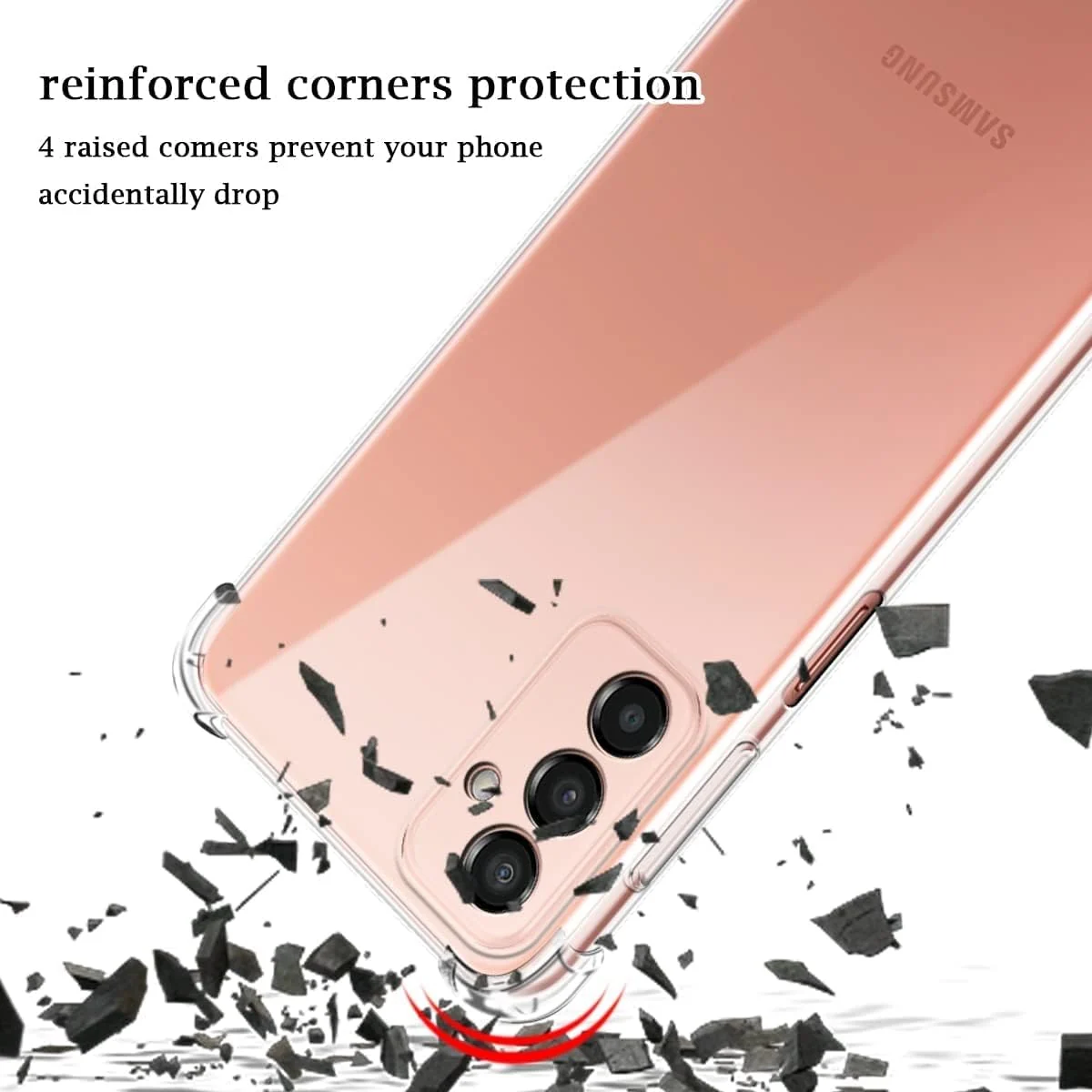 DL3 Mobilak Case Compatible with Samsung Galaxy M23 / M13 4G / F23, Cover Silicone TPU Gorilla Anti-shock Protector Camera Shockproof Corners - Clear