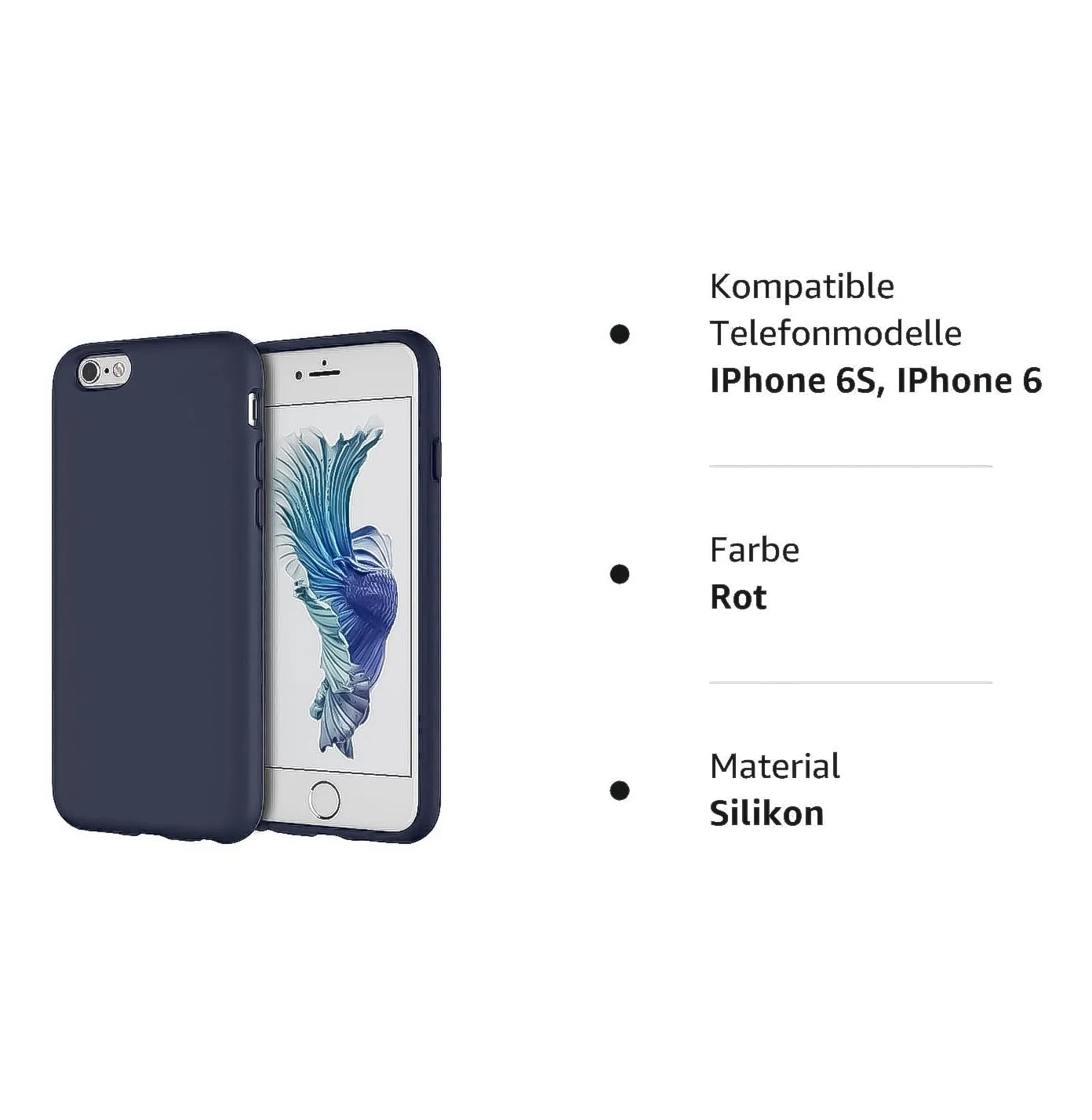DL3 Mobilak Liquid Silicone Case for iPhone 6 Plus / 6S Plus, Shock-absorbing protection, Scratch-resistant surface, Soft microfiber lining - Dark Blue