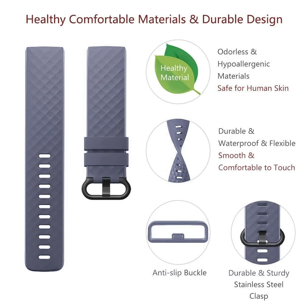 DL3 Mobilak Waterproof Bands for Fitbit Charge 4 / Fitbit Charge 3 / Charge3 SE, Replacement Wristbands for Women Men - Lavender