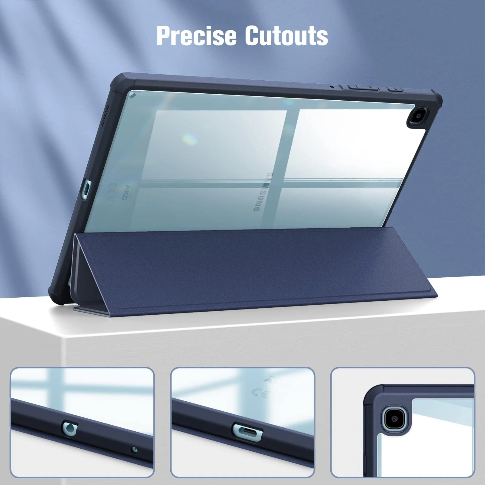 DL3 Mobilak Hybrid Slim Case for Samsung Galaxy Tab S6 Lite 10.4'' 2020 Model SM-P610 (Wi-Fi) SM-P615 (LTE) with S Pen Holder, Cover with Clear Transparent Back Shell, Auto Wake/Sleep - Dark Blue