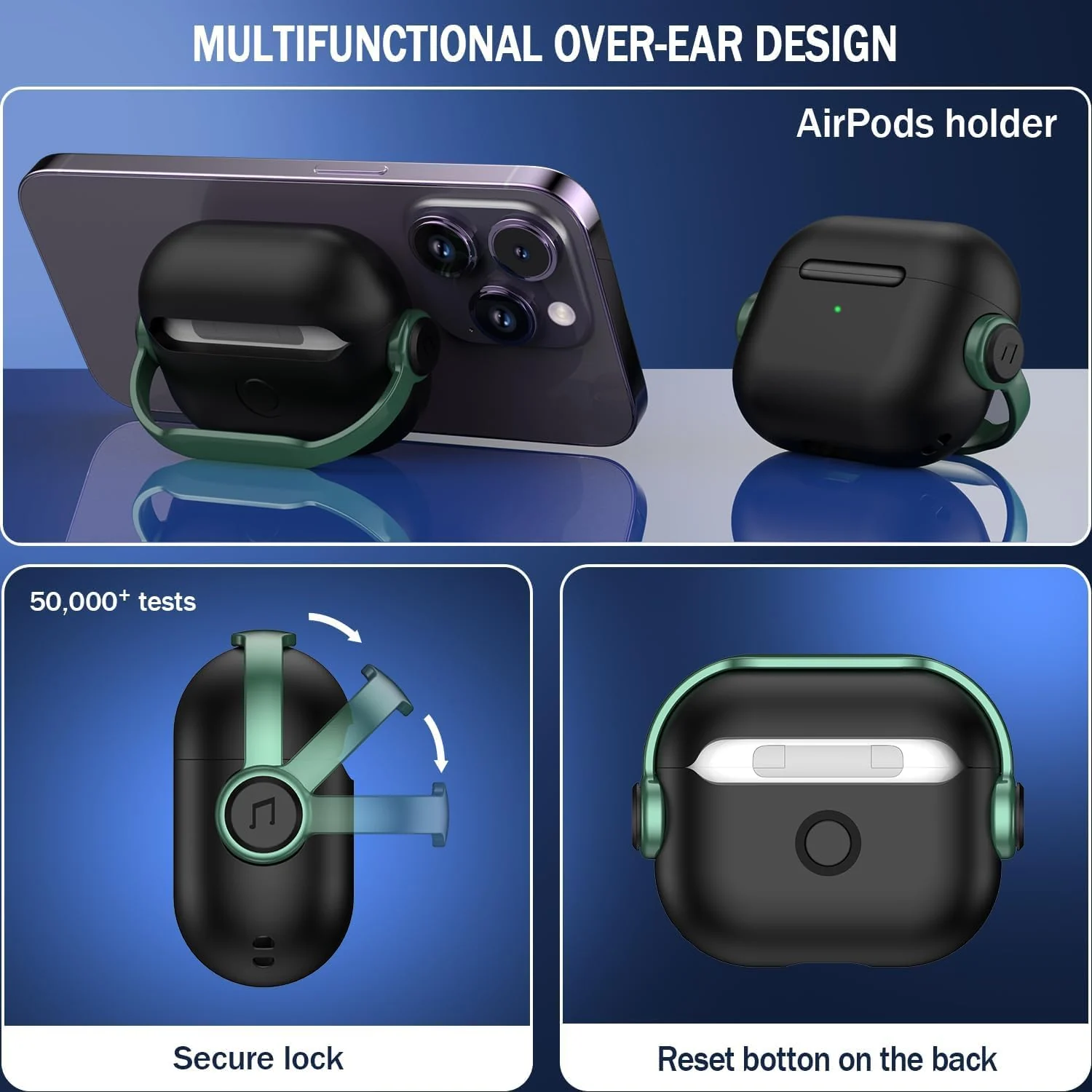 DL3 Mobilak Case for AirPods 3 Protective [With Closure Lid] [Front LED Visible] [With Wrist Strap] Skin Case Compatible with Airpod 3rd Generation 2021 - Black Green