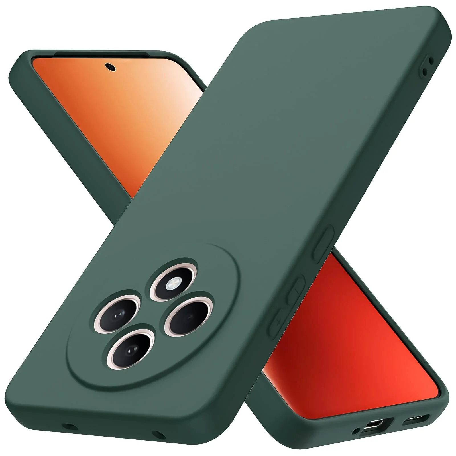 DL3 Mobilak Liquid Silicone Protective Case for OPPO Reno 12F with Camera Protection and Microfiber Lining - Green