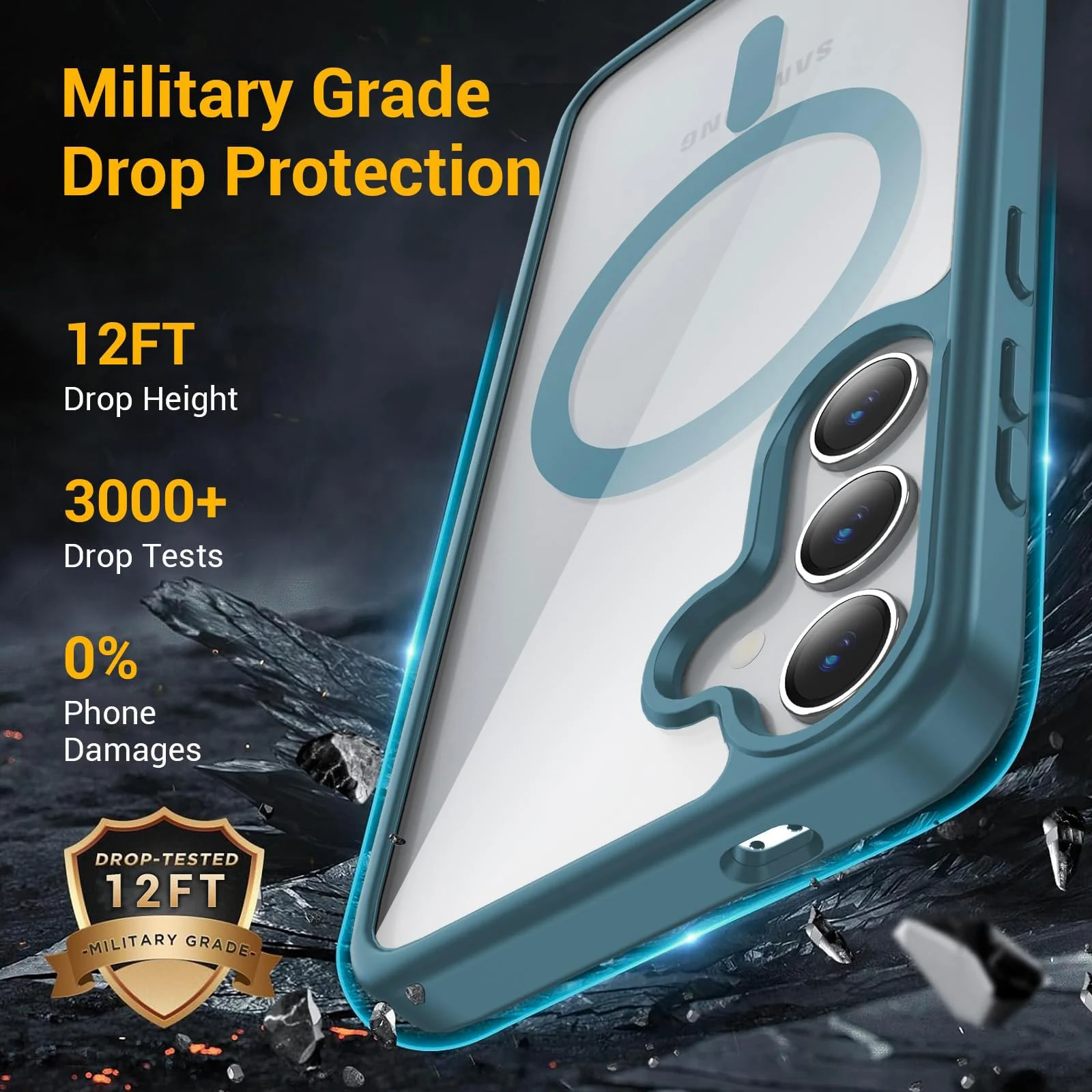 DL3 Mobilak Clear TPU Case for Samsung Galaxy A15, Compatible with MagSafe accessories, Supports wireless charging, Built-in magnetic car-mount support - Green