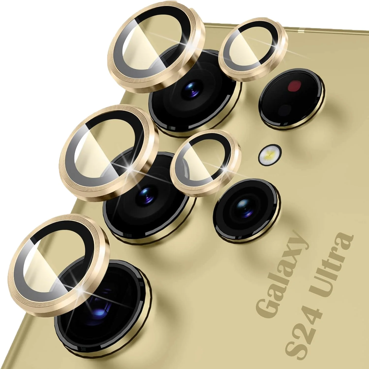 DL3 Mobilak Camera Protection for Samsung Galaxy S24 Ultra Camera Protection, Scratch-Resistant, 9H Hardness, HD Lens Protection, Protective Film, Lens Screen Protector Glass - Gold