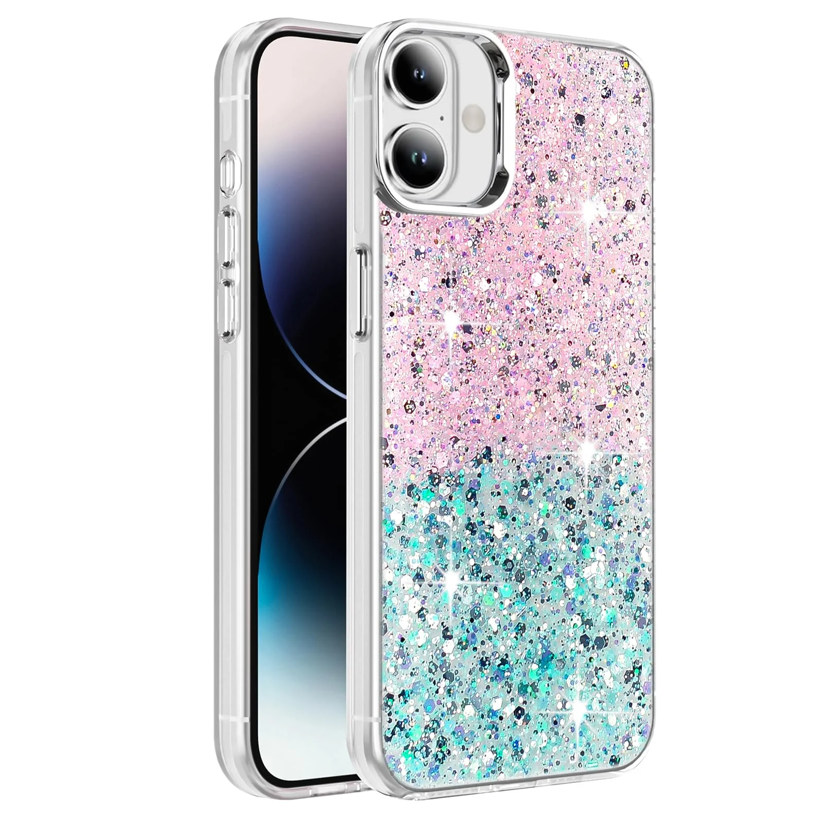 DL3 Mobilak Glitter Rhinestone Protective Case for iPhone 16+ Plus 6.7-Inch with Shockproof Design
