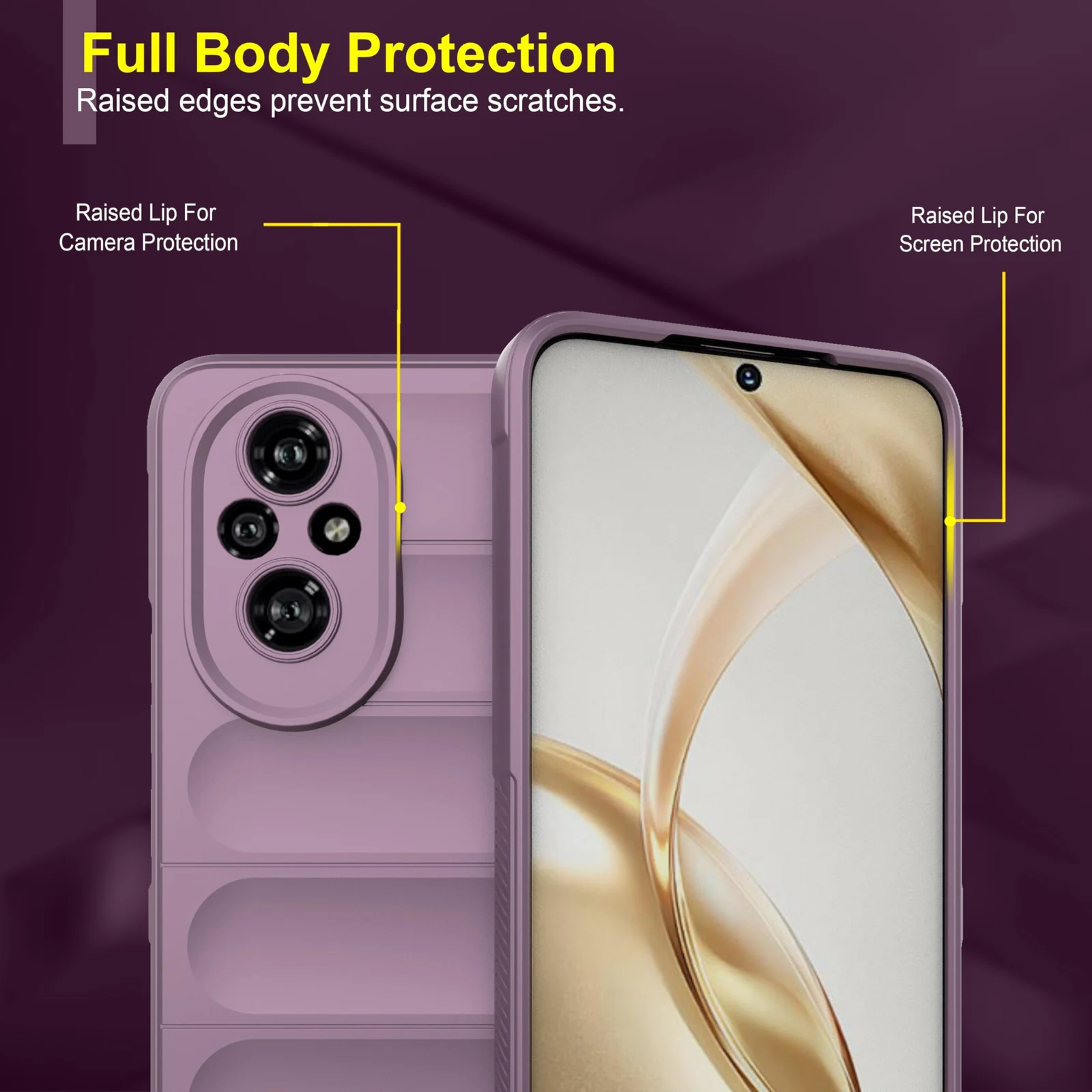DL3 Mobilak Soft Silicone Protective Case for Honor 200 5G with Camera Protection and Shockproof Design - Purple
