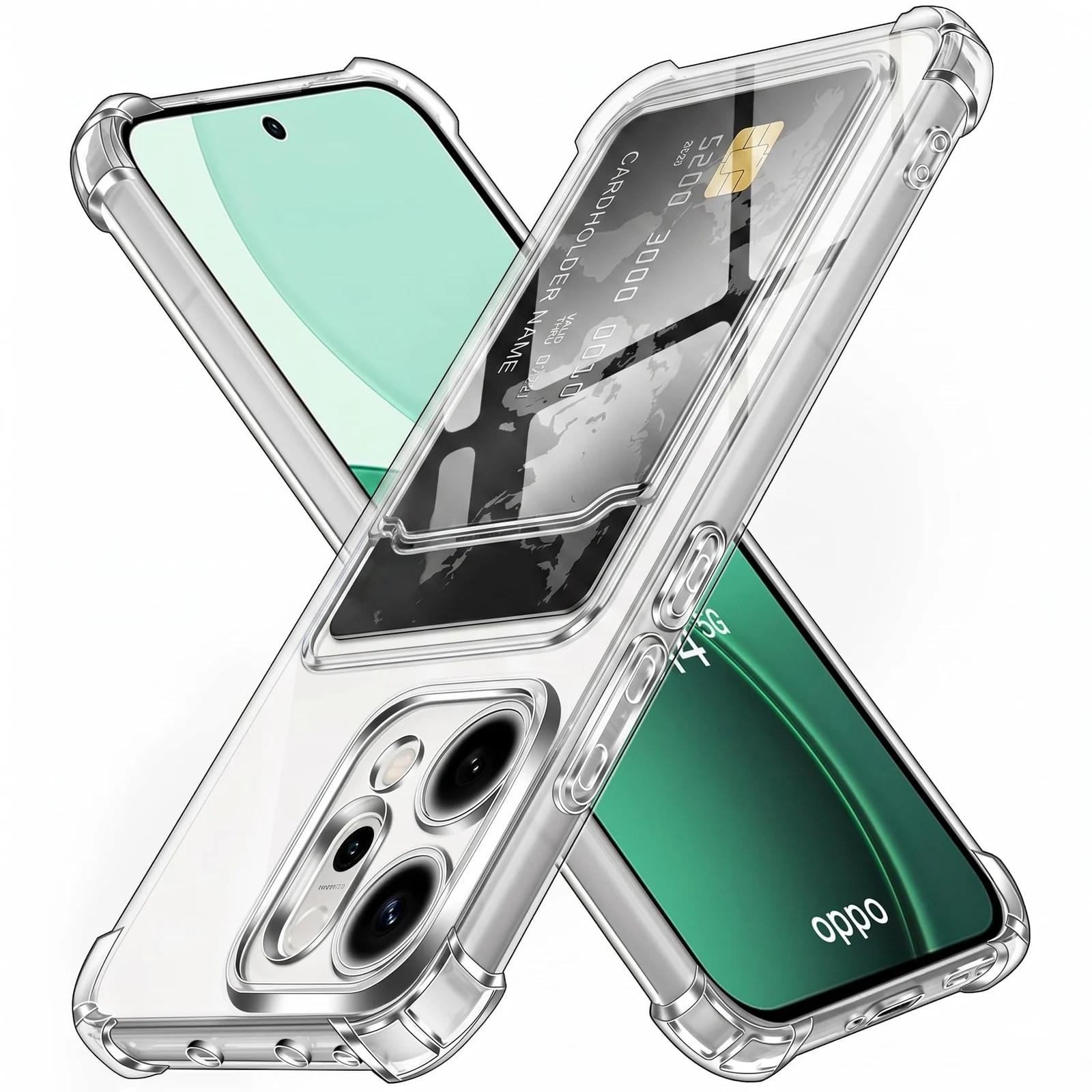 DL3 Mobilak Clear TPU Wallet Case with Card Slot and Camera Protection for OPPO realme 5 / 5s / 5i / 6i / C3 / Narzo 10A - Clear