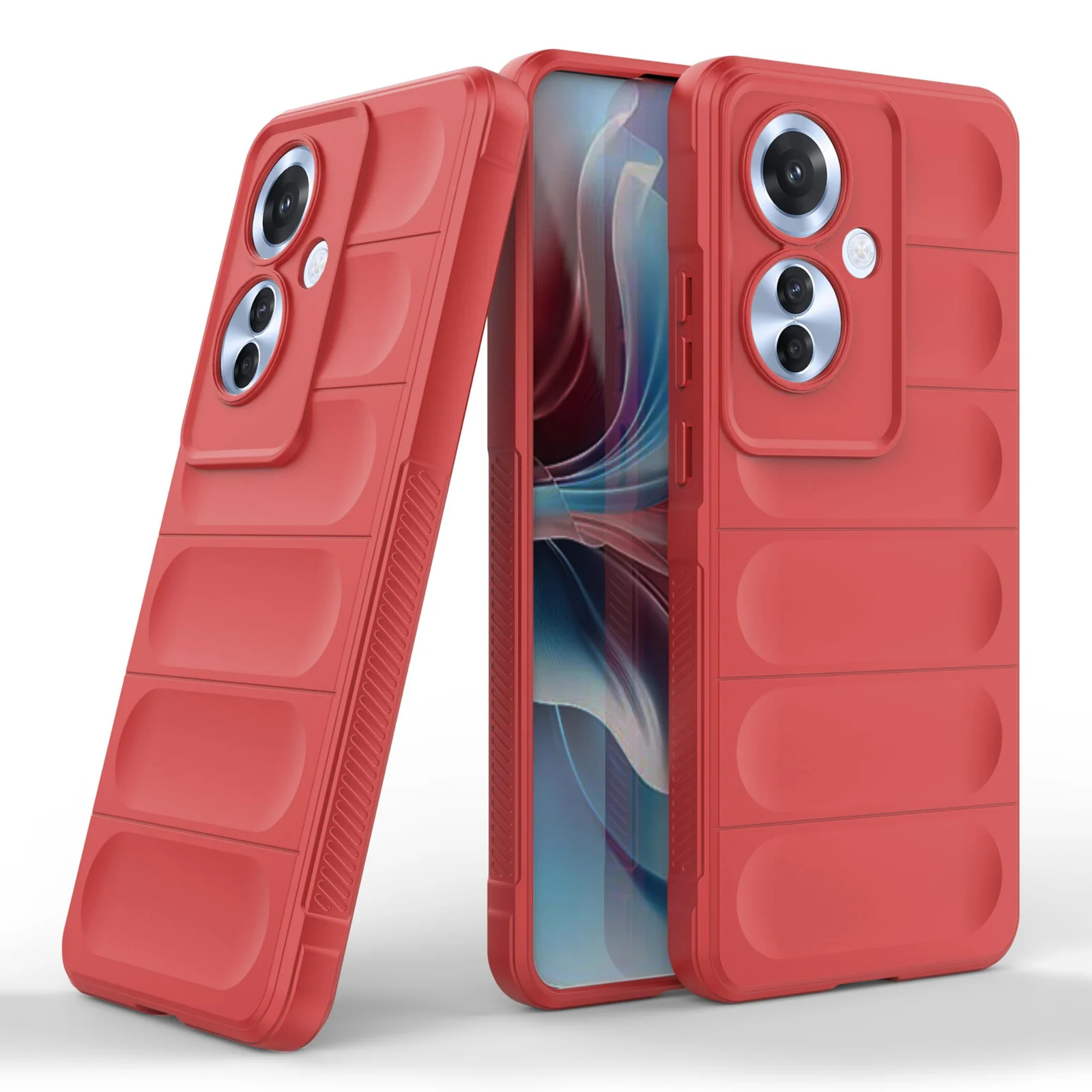 DL3 Mobilak Soft Silicone Protective Case for OPPO Reno 11F 5G with Camera Protection and Shockproof Design - Red