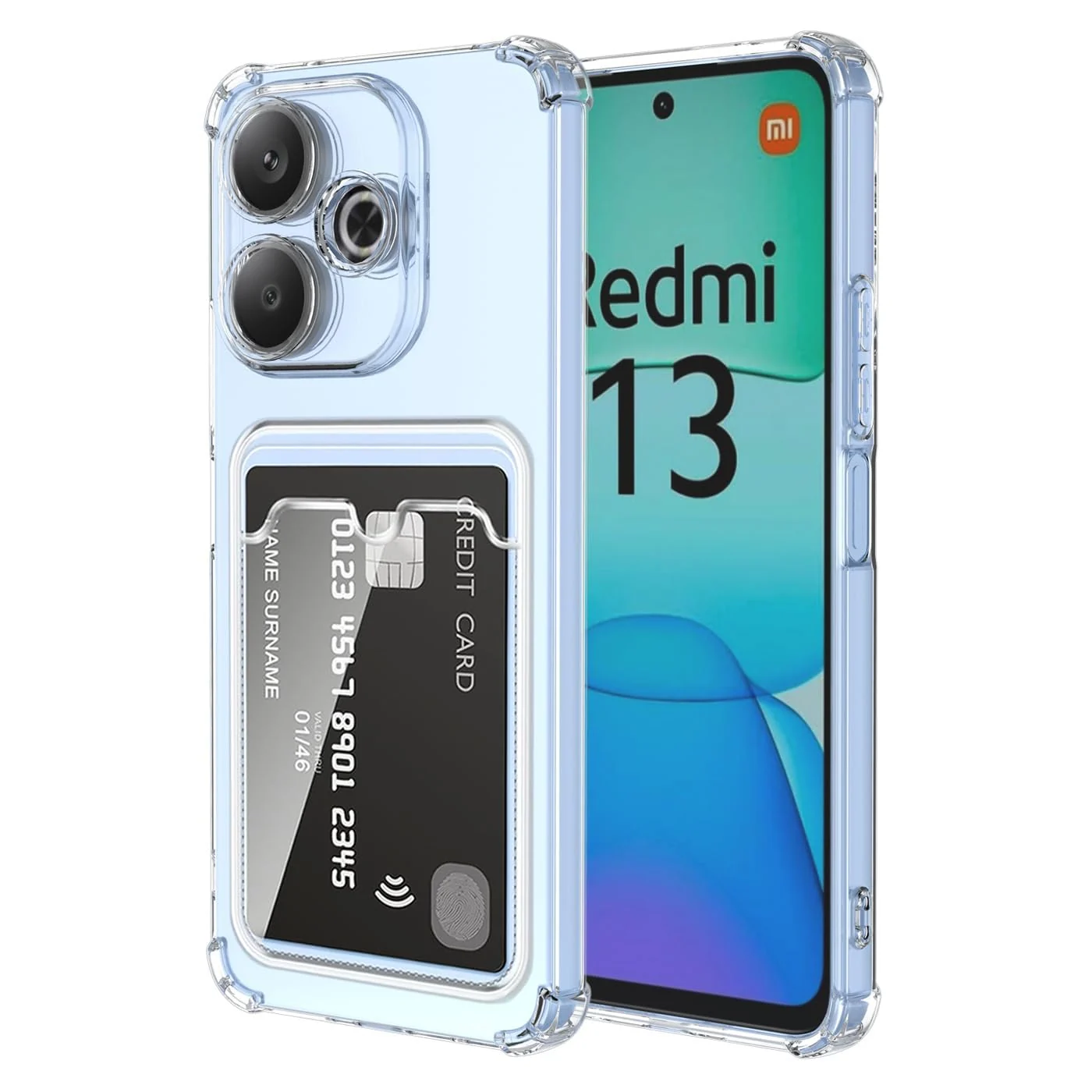 DL3 Mobilak Clear TPU Wallet Case with Card Slot and Camera Protection for Xiaomi Redmi 13 4G / 5G - Clear
