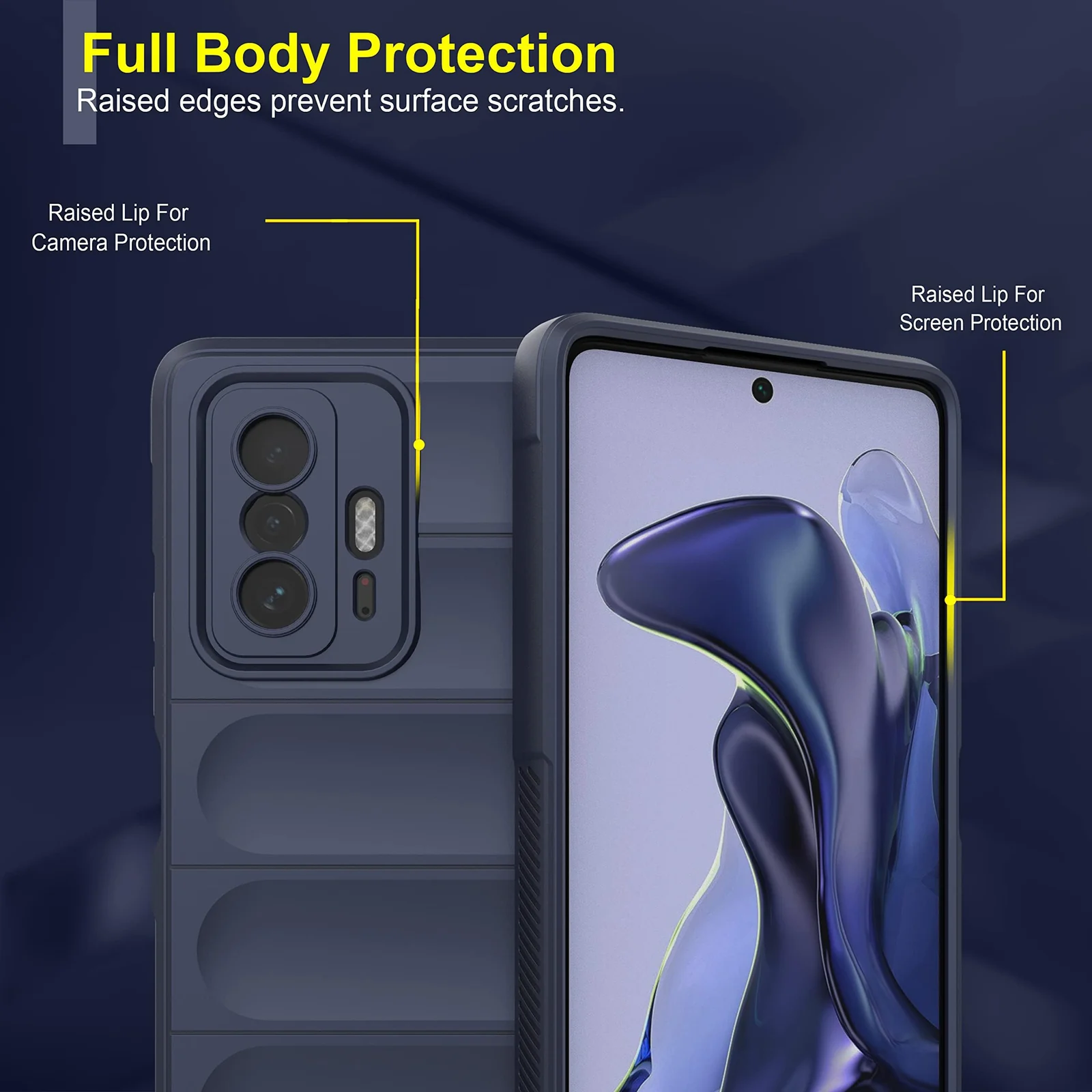DL3 Mobilak Silicone Case for Xiaomi 11T 5G/Xiaomi 11T Pro 5G Heavy Duty Protective [Slim Fit] Shockproof Soft Flexible Protective Design Shock-Absorption TPU Cover With Camera Protection - Blue