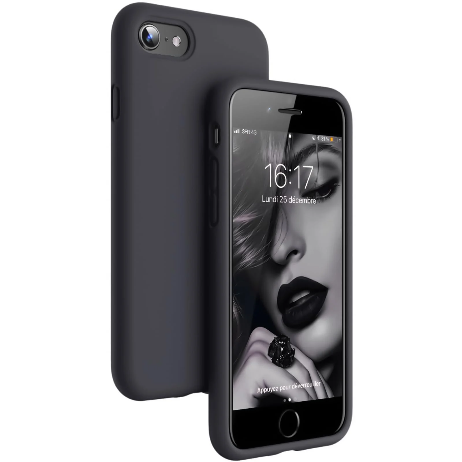 DL3 Mobilak Liquid Silicone Case for iPhone 7 / 8, Shock-absorbing protection, Scratch-resistant surface, Slim, lightweight profile - Deep Gray