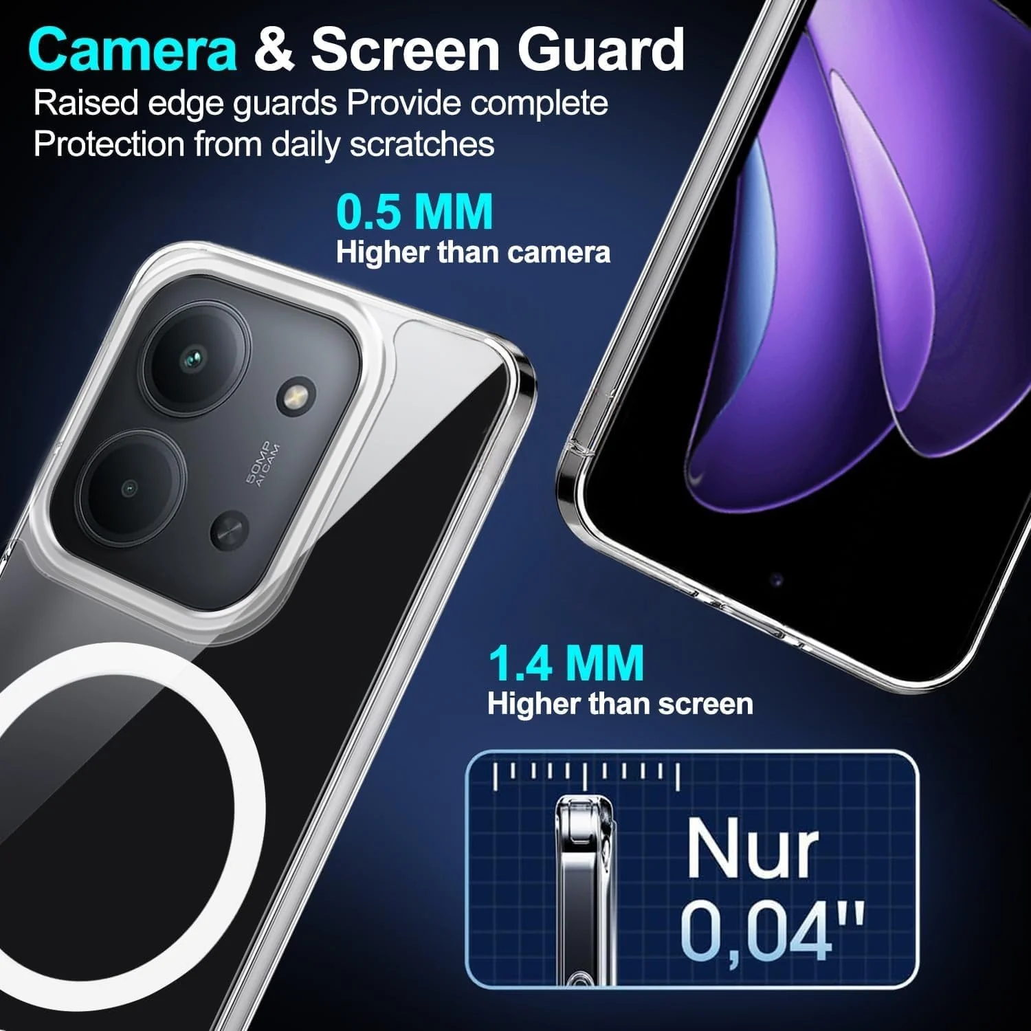 DL3 Mobilak for Xiaomi Redmi 15C 4G/5G(173) Case [Compatible with MagSafe] [Strong Magnet] [Non-Yellowing] Magnetic Slim Thin Bumper Phone Cover, Lightweight, and Durable - Clear