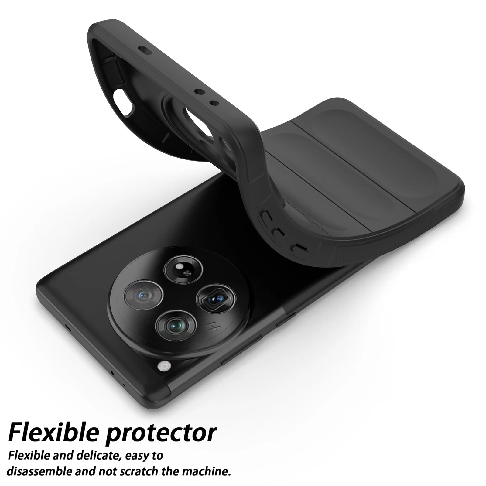 DL3 Mobilak Flexible Silicone and TPU Protective Case with Camera Protection for Oneplus 12R 5G / Oneplus Ace 3 - Black