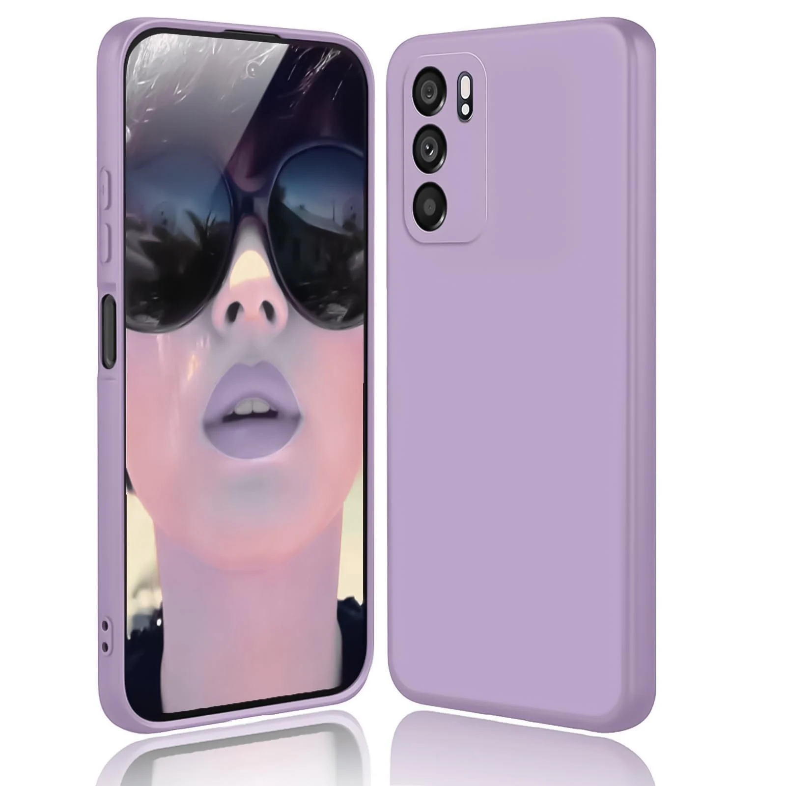 DL3 Mobilak Liquid Silicone Protective Case with Soft Microfiber Lining with Full Camera Protection for OPPO Reno 6 5G - Lavender