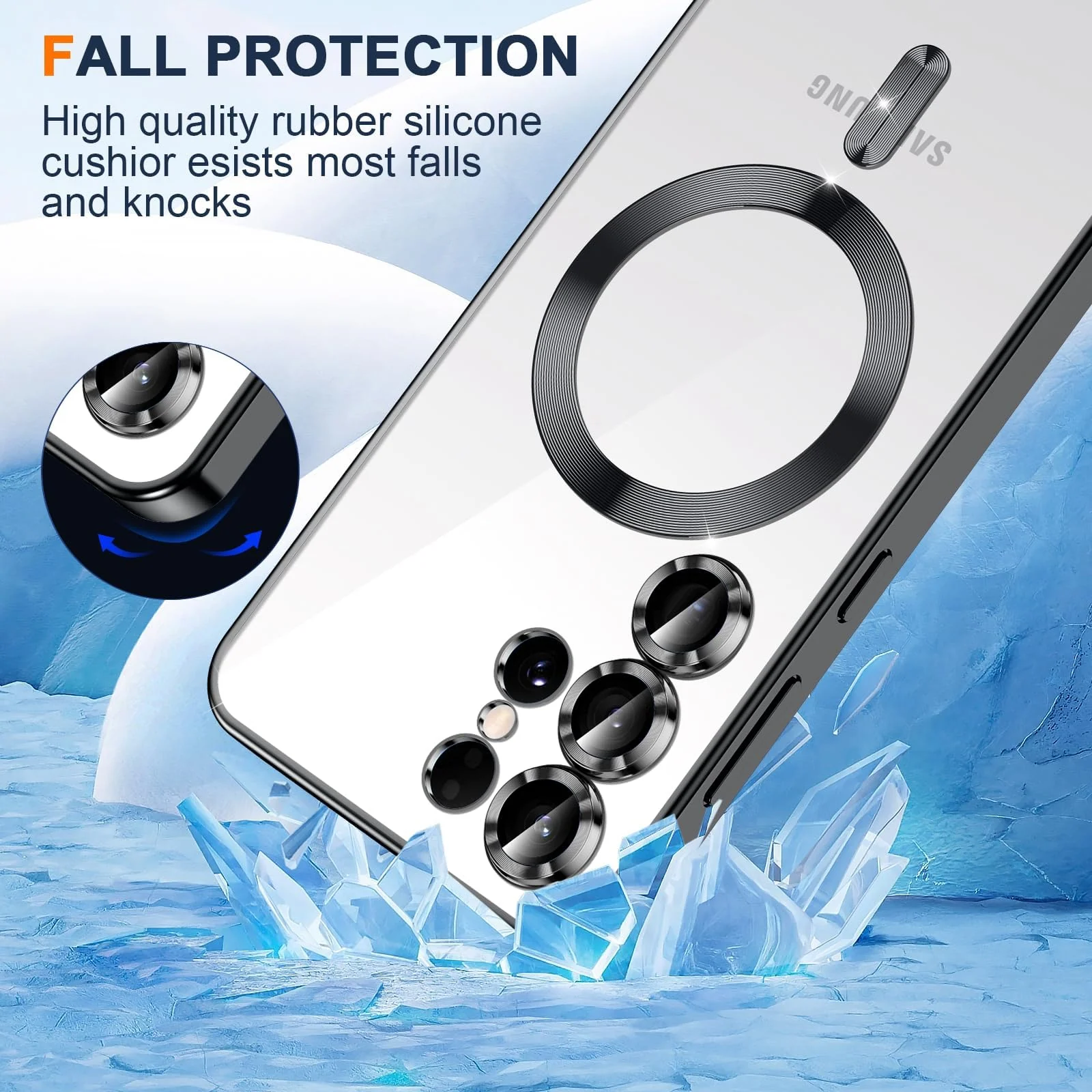 DL3 Mobilak Clear MagSafe-Compatible TPU Case and Camera Lens Protector for Samsung Galaxy S25 Ultra - Blue