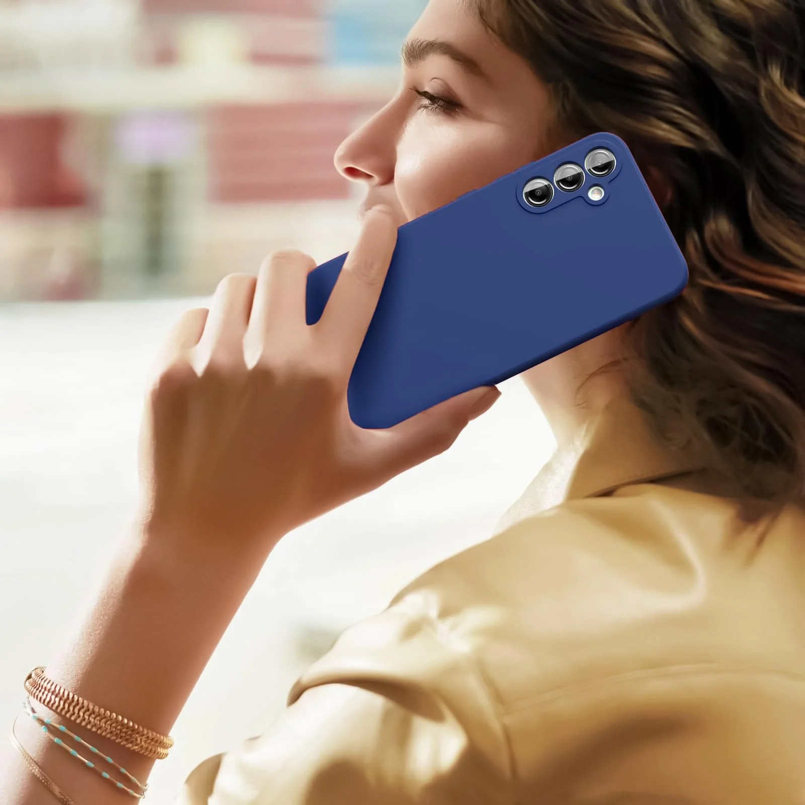 DL3 Mobilak Liquid Silicone Protective Case for Samsung Galaxy A55 with Microfiber Lining and Shockproof Design - Royal Blue