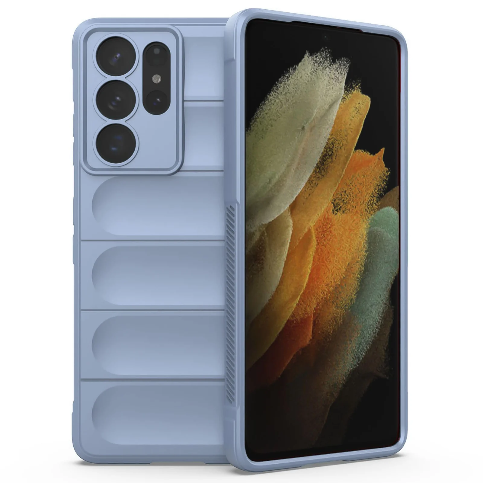 DL3 Mobilak Silicone Case for Samsung Galaxy S21 Ultra Heavy Duty Protective [Slim Fit] Shockproof Soft Flexible Protective Design Shock-Absorption TPU Cover With Camera Protection - Baby Blue