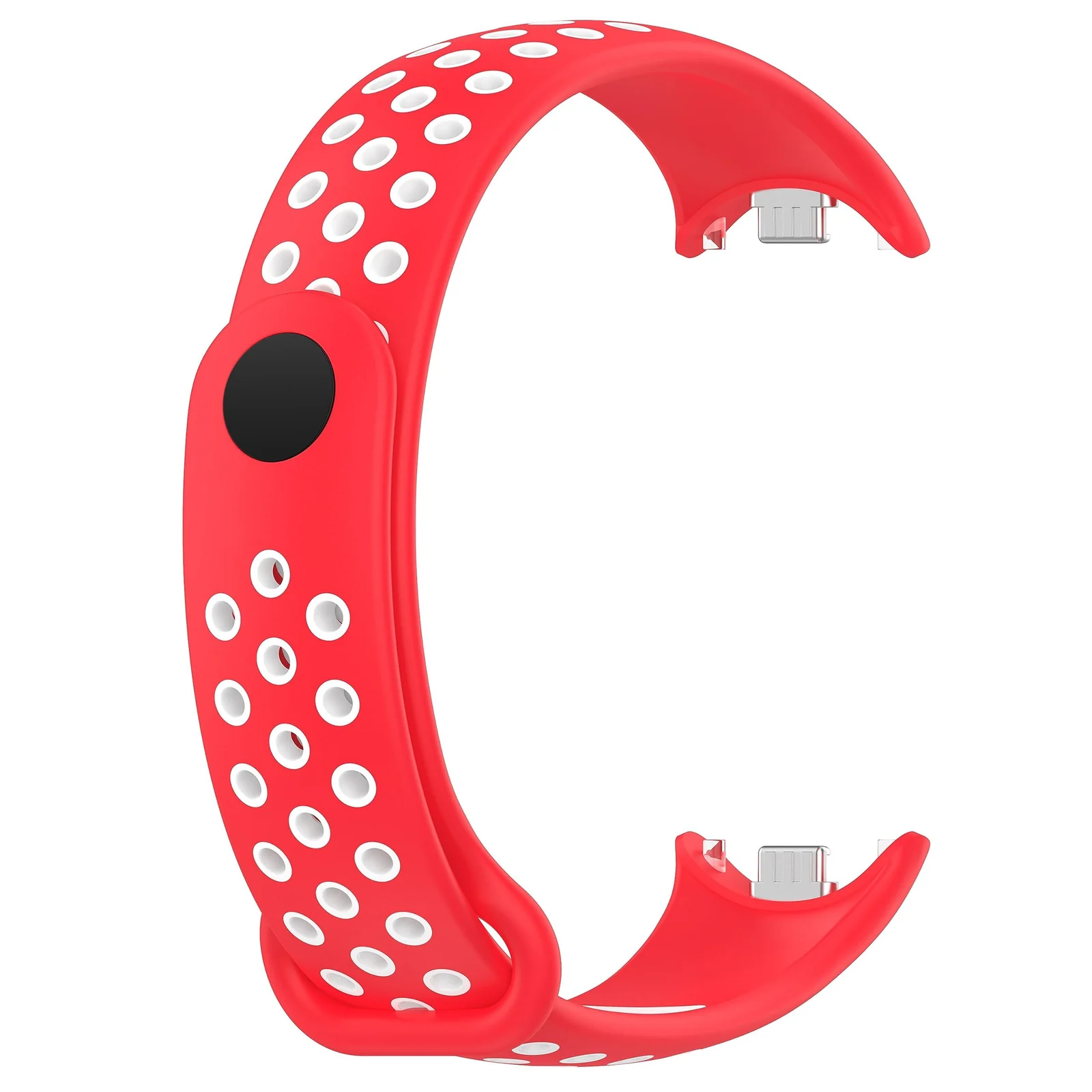 DL3 Mobilak Strap for Xiaomi Mi Band 8, Breathable Sport Silicone Watch Band Strap, Replacement Bracelet Wristband Wrist Strap for Xiaomi Smart Band 8 Watch Accessories - Red White