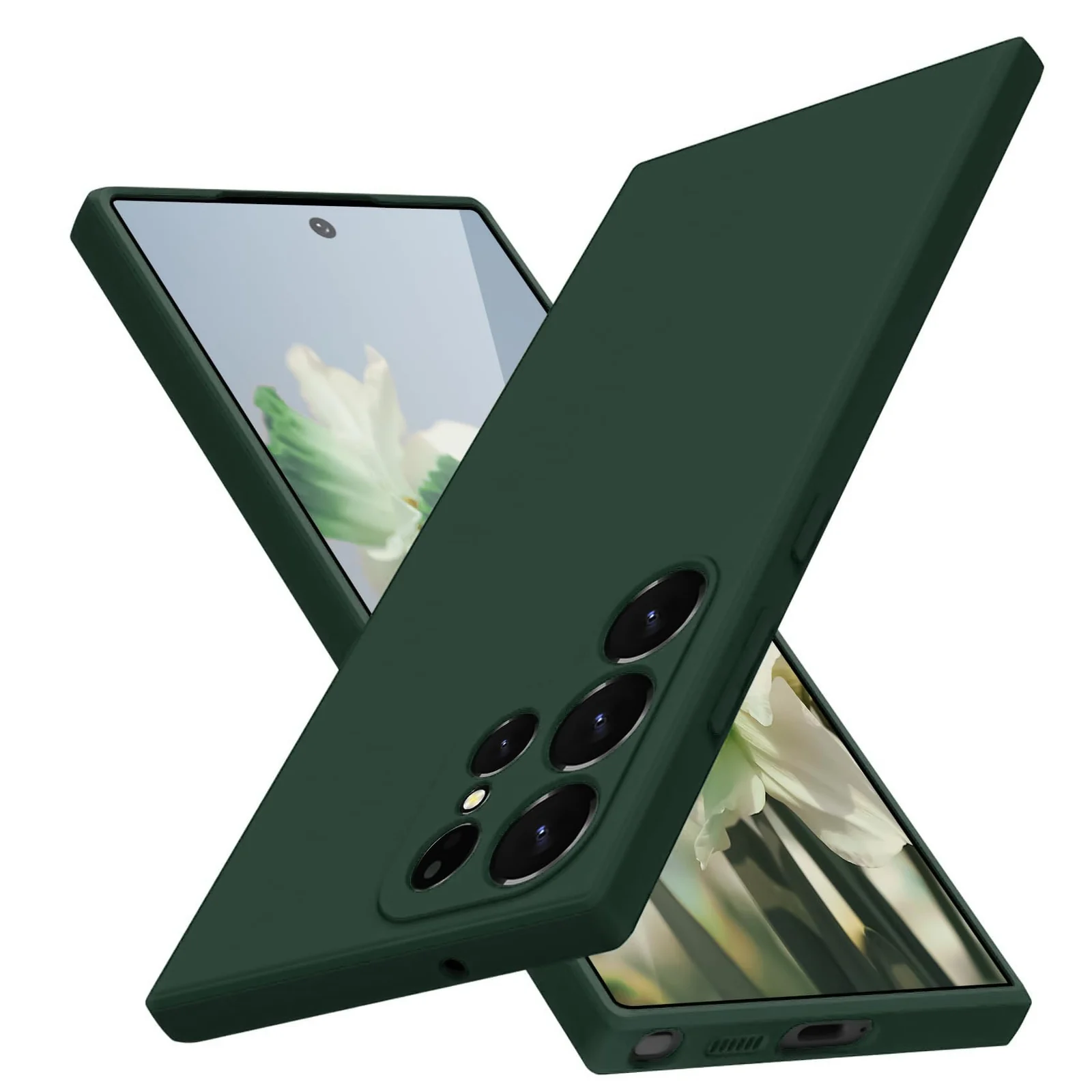 DL3 Mobilak Soft Silicone Protective Case for Samsung Galaxy S22 Ultra 5G with Microfiber Lining and Shockproof Design - Green