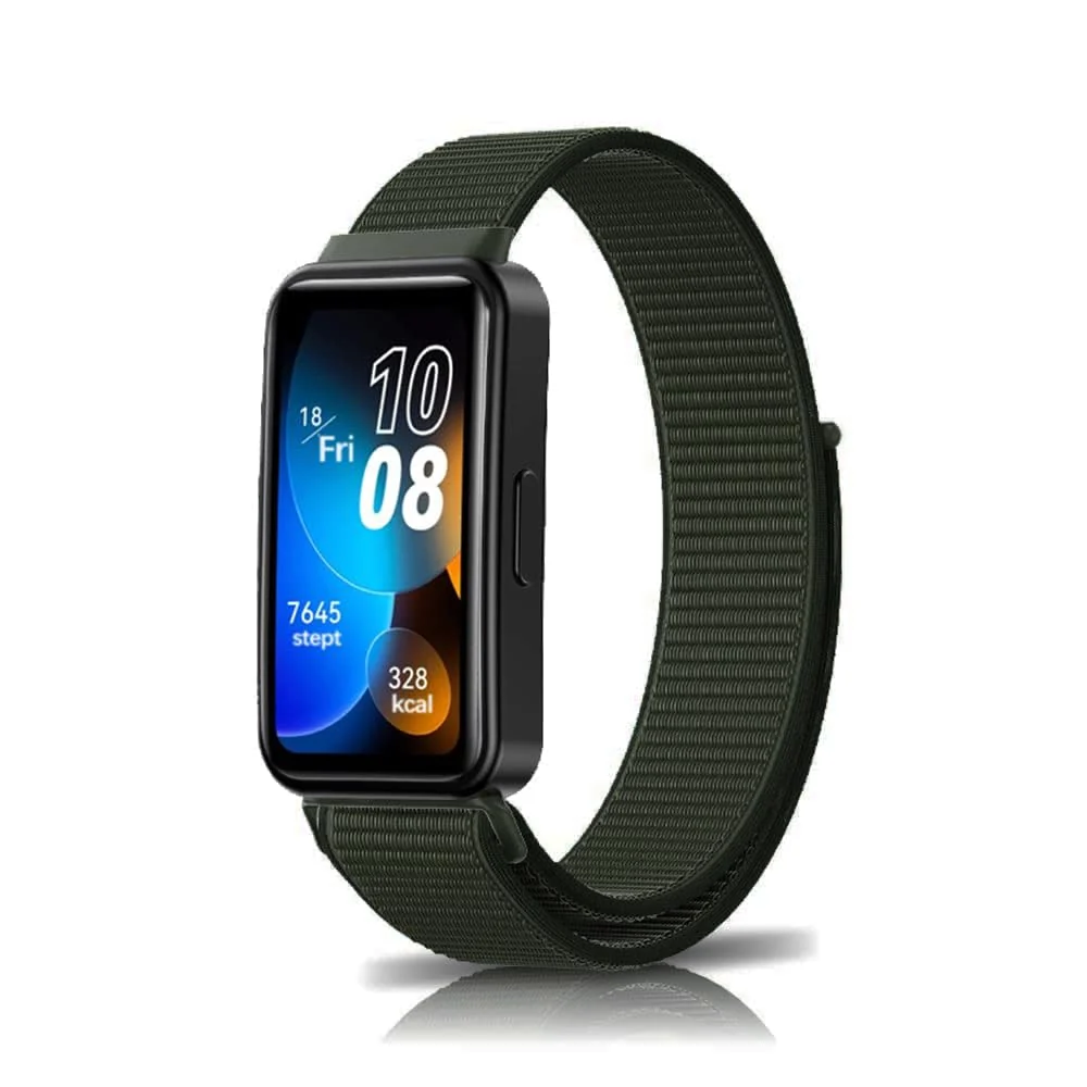 DL3 Mobilak Nylon Strap for Huawei Band 9 | Huawei Band 8 Watch Band, Men and Women Breathable Elastic Bracelet, Adjustable Straps Replacement Band Sport Watchband - Green