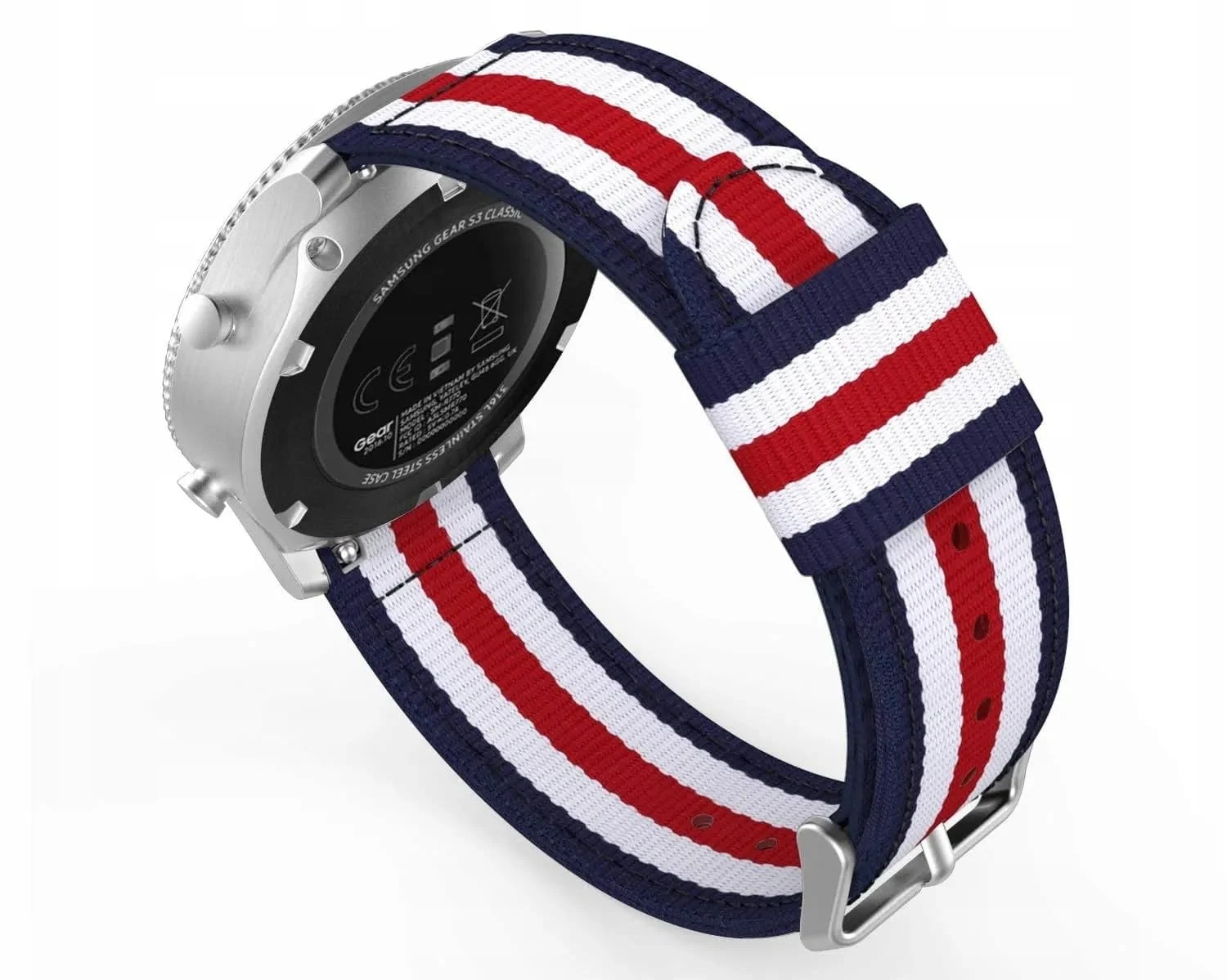 DL3 Mobilak Nylon Canvas Band 20MM Strap For Samsung Gear Sport/Watch 4/Watch 5/Watch 5 Pro/S2 classic/active 2 40mm 44mm/Amazfit GTS 3/4/4 Mini/Bip 3/Pro/GTS 2 mini/GTS 2e/Bip U - Blue Red
