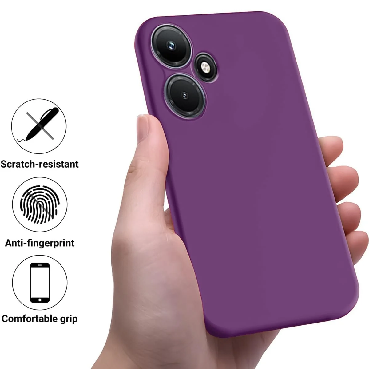 DL3 Mobilak Liquid Silicone Protective Case with Soft Microfiber Lining with Full Camera Protection for Infinix Hot 30i - Violet