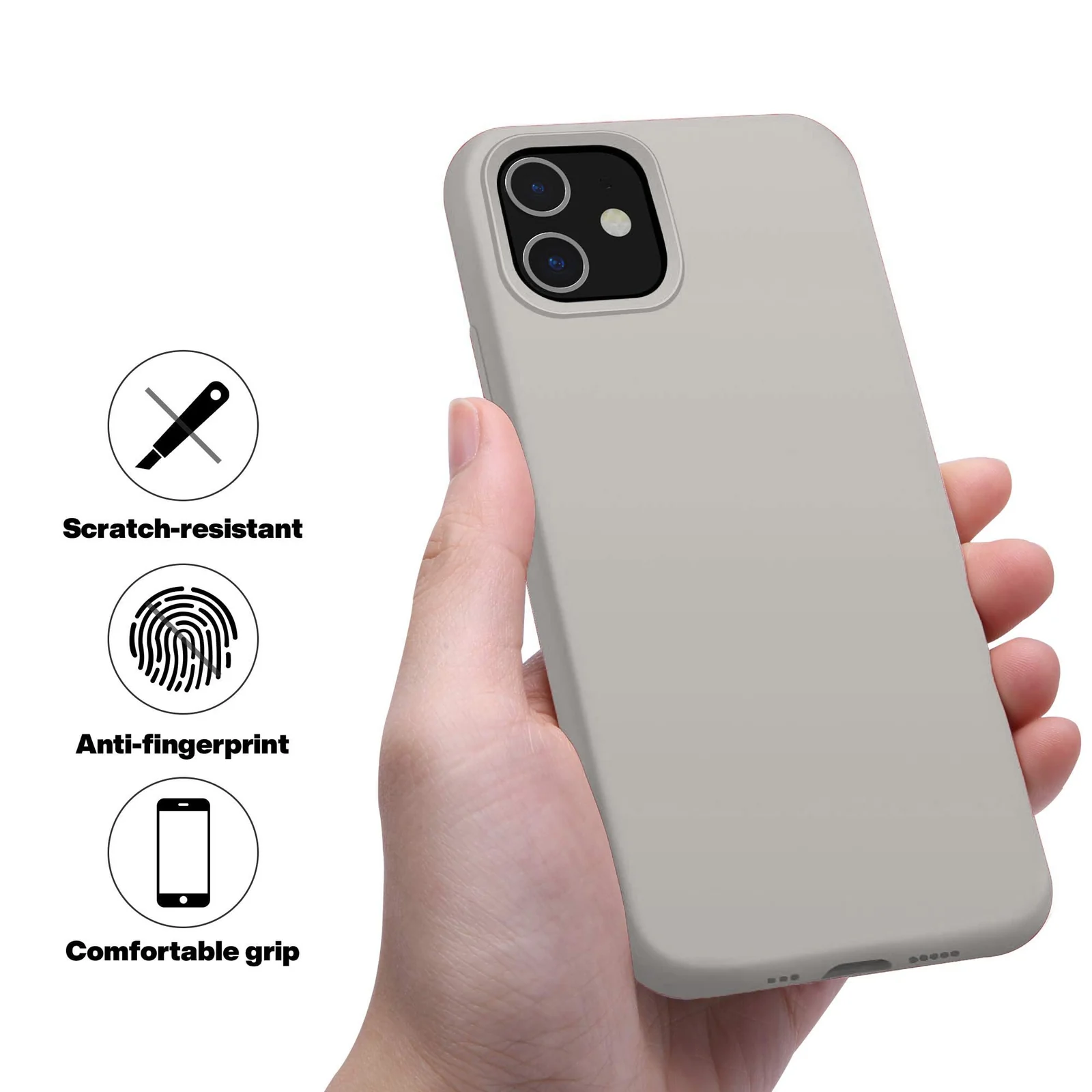 DL3 Mobilak Liquid Silicone Case for iPhone 11 (6.1 Inch), Shock-absorbing protection, Scratch-resistant surface, Soft microfiber lining - Off White 2