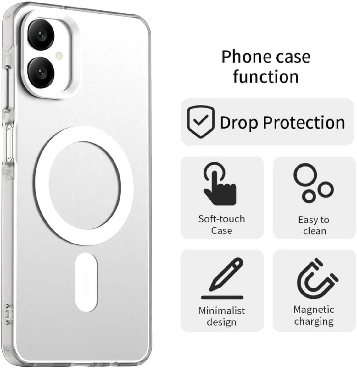 DL3 Mobilak for Samsung Galaxy A06 Case [Compatible with MagSafe] [Strong Magnet] [Non-Yellowing] Magnetic Slim Thin Bumper Phone Cover, Lightweight, and Durable - Clear