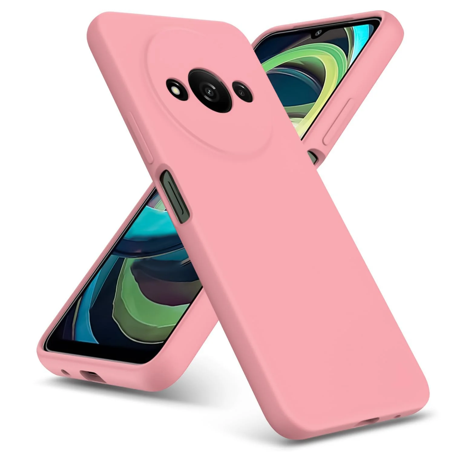 DL3 Mobilak Xiaomi Redmi A3 Case, Soft Flexible Liquid Silicone Gel Rubber Bumper Cover, Full Body Shockproof Protective Phone Case - Pink