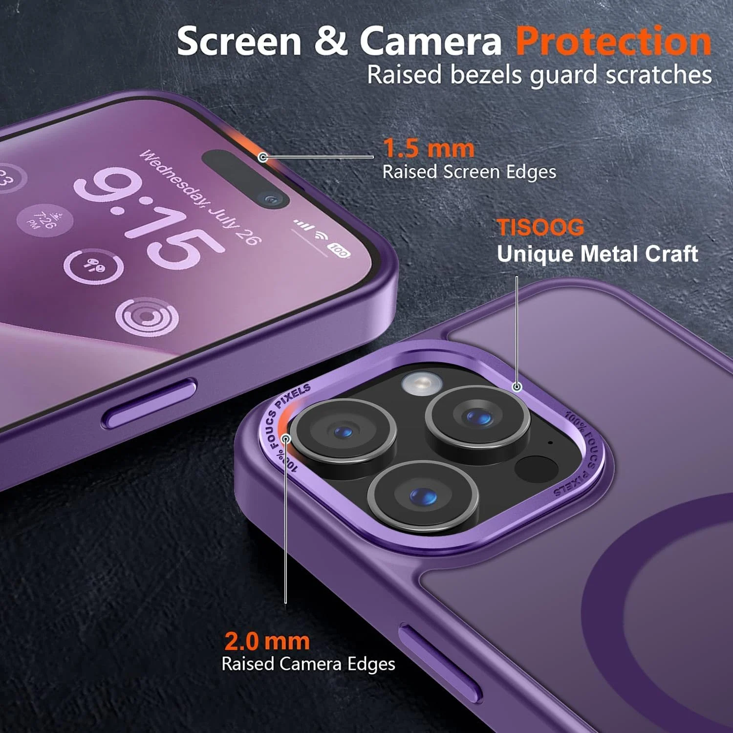 DL3 Mobilak Wallet Case with Card Slot for iPhone 14 Pro (6.1 Inch) with Ring Holder and Magnetic Car-Mount Support - Purple