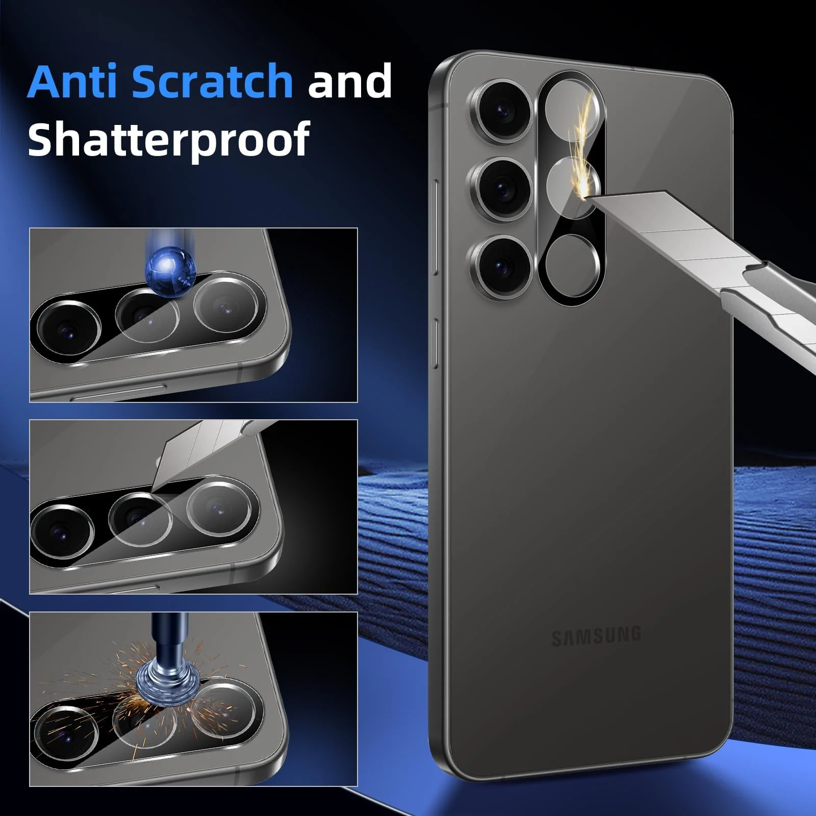 DL3 Mobilak Samsung Galaxy S24 FE 5G Camera Lens Protector Tempered Glass Screen Protector HD [Full Coverage][Anti-Scratch] Drop Protection Ultra Clear/Thin Lens Protector Case - Black