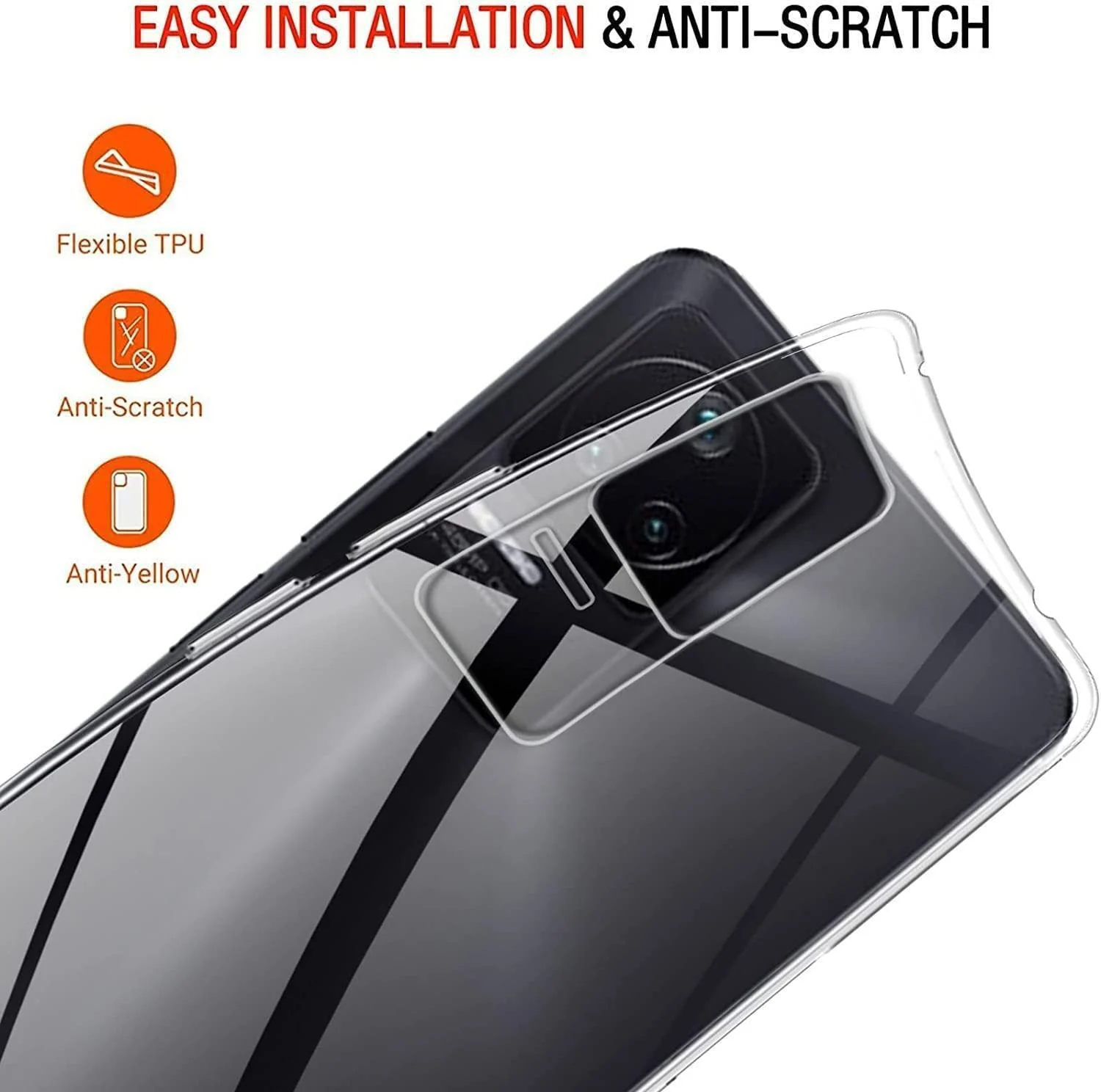 DL3 Mobilak Case Compatible with Xiaomi Poco F4 Case Crystal Soft TPU Gel Case Flexible Silicone Anti-Scratch Camera Protection TPU Cover - Clear