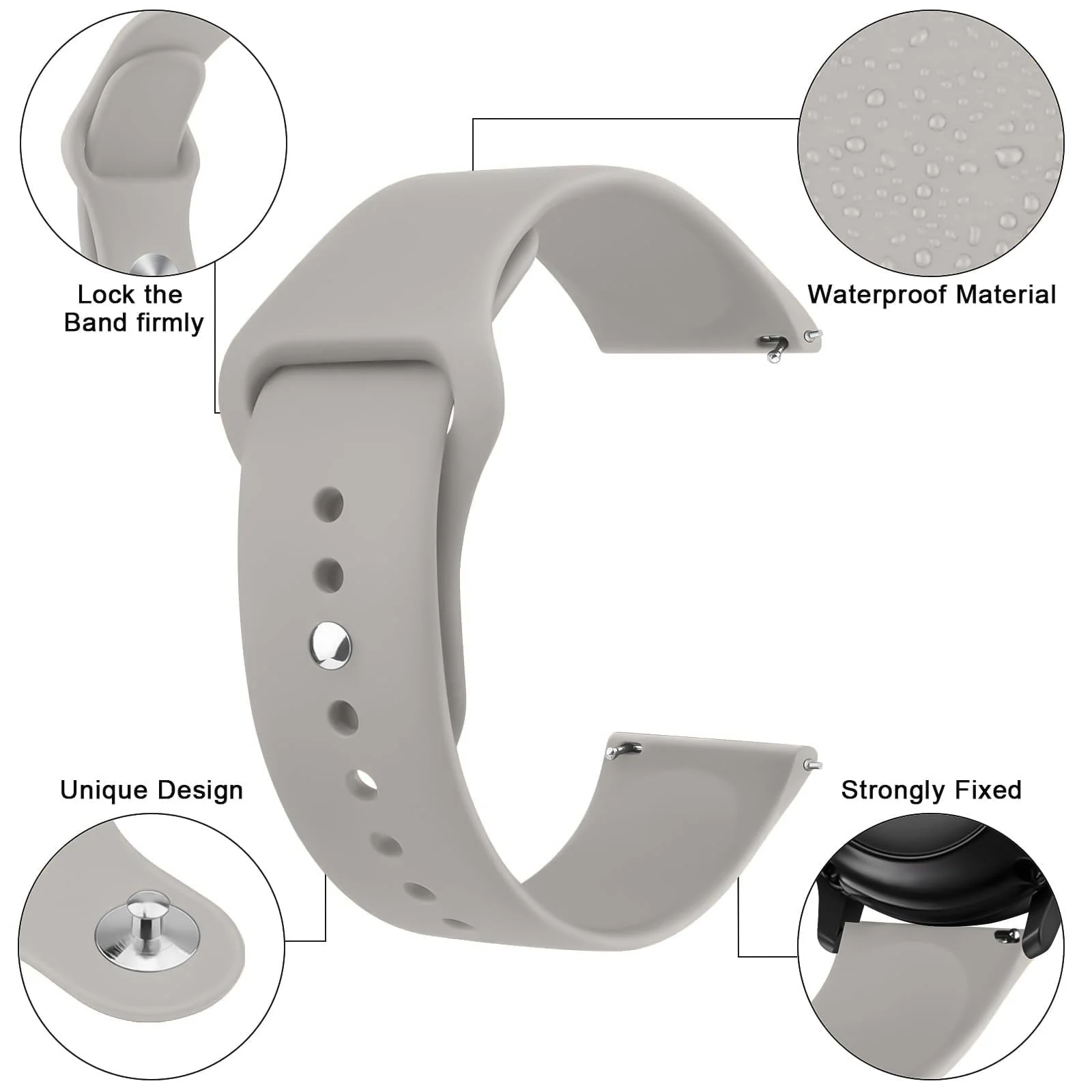 DL3 Mobilak Straps Compatible with Xiaomi Redmi Watch 5 Active/Redmi Watch 5 Lite Bracelets for Men Women, 22mm Soft Silicone Strap, Waterproof Adjustable Band Sports Replacement - Stone
