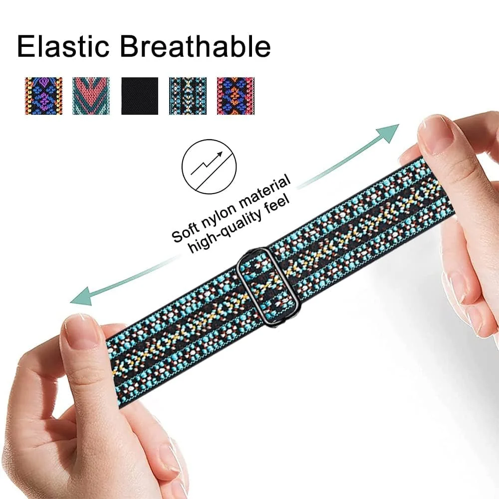 DL3 Mobilak Elastic Straps Compatible with Honor Band 6/Huawei Band 6 Pro/Huawei Band 6 Men Women, Adjustable Stretchy Bracelets Sport Nylon Replacement Bracelet - Embroidery Blue