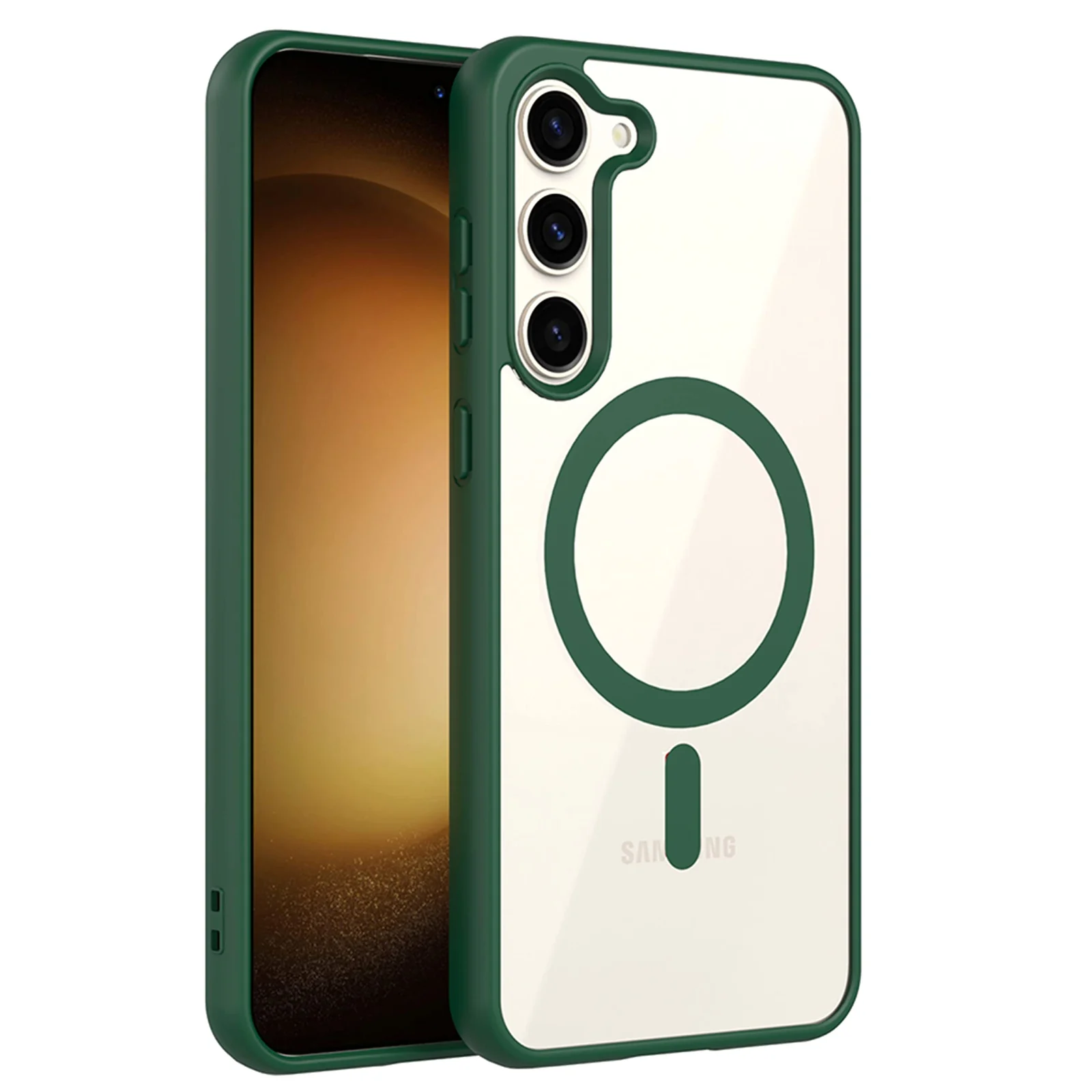 DL3 Mobilak MagSafe-Compatible Clear Magnetic Case for Samsung Galaxy S23 - Green