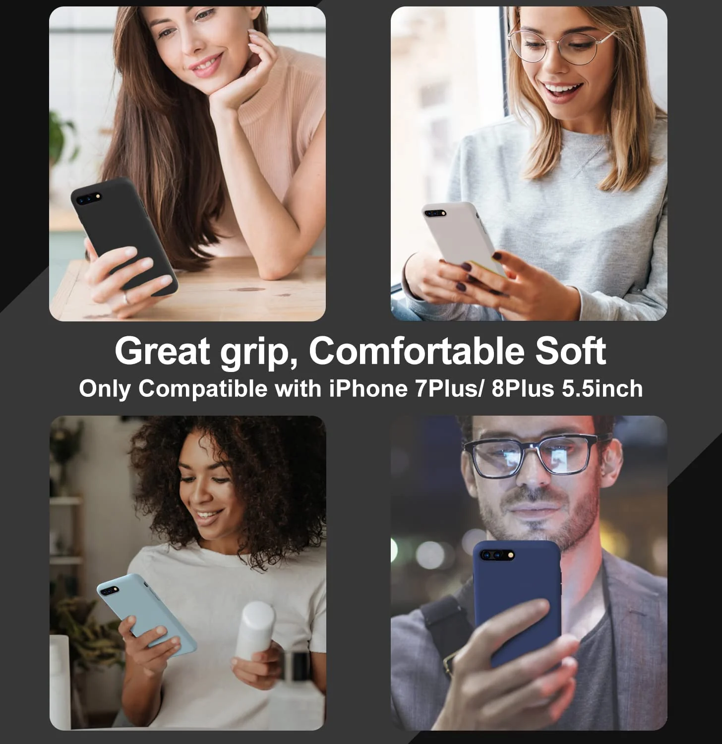 DL3 Mobilak Liquid Silicone Protective Case with Soft Microfiber Lining for iPhone 7 Plus / iPhone 8 Plus - Black