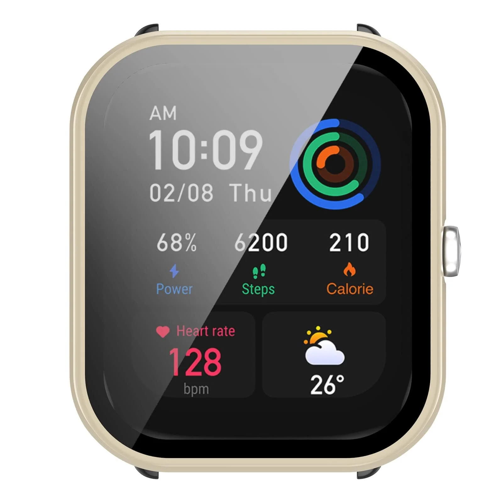 DL3 Mobilak Protective Case Compatible with Amazfit GTS 2 Mini 9H Hardness PC Case Bumper Full Slim Protective Cover with Tempered Glass For Amazfit GTS2 Mini - Ivory White