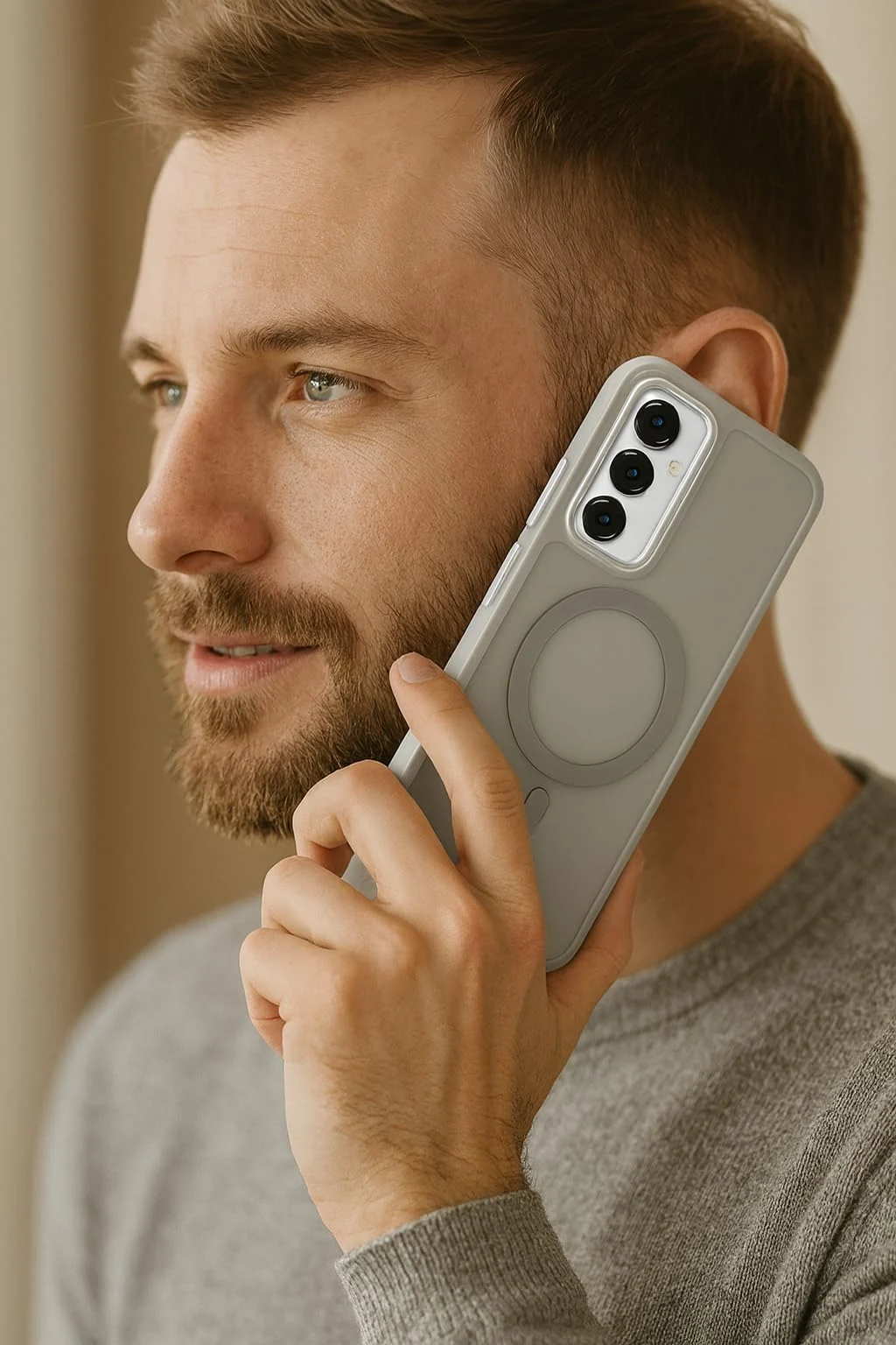 DL3 Mobilak Dl3 Mobailk Samsung Galaxy A35 5G Case - Slim & Lightweight Frosted Cover with Decorative Ring (Non-Magnetic, Not Compatible With MagSafe), Shockproof, Anti-Scratch, Full Protection - Grey - Gray