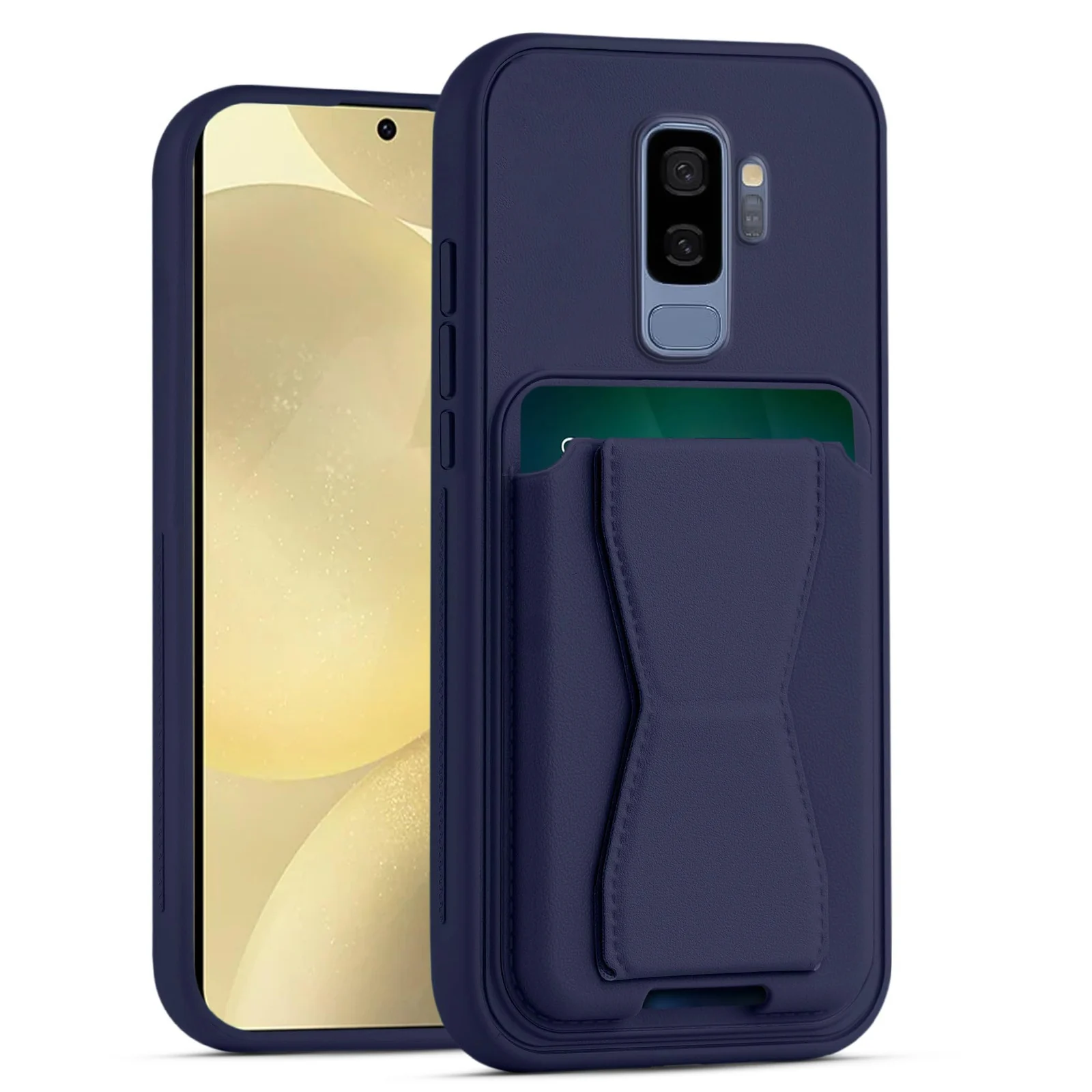 Dl3 Mobilak Leather Wallet Case Compatible with Samsung Galaxy S9+ Plus, Leather Back Cover With TPU Frame, Shockproof Protective Phone Case with Card Holder Stand (Dark Gray)