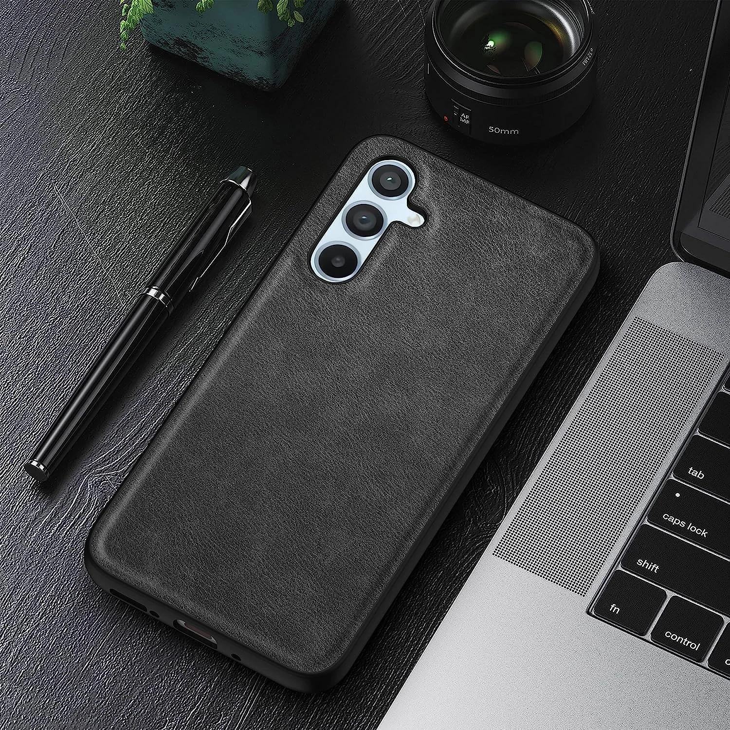 DL3 Mobilak Case for Samsung Galaxy A15 5G Leather, Anti-Drop, Anti-Shock, Non-Slip Texture, Simple Cell Phong Cover for Samsung Galaxy A15 5G - Black