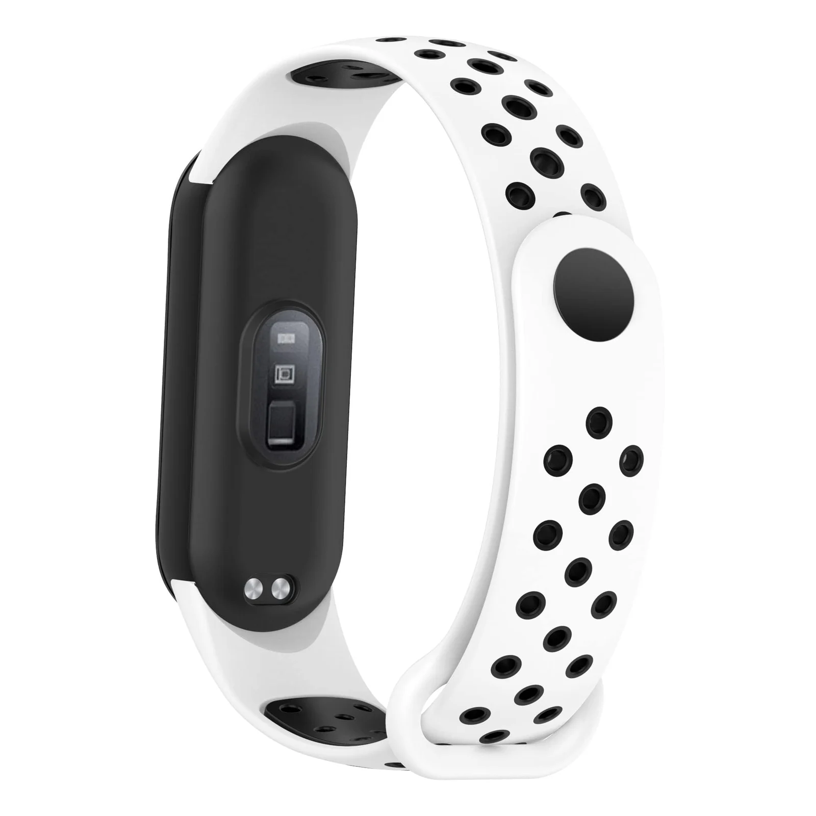 DL3 Mobilak Strap for Xiaomi Mi Band 7 6 5/Amazfit Band 5, Women Men Armband, Two Colours Breathable Adjustable Soft Silicone Replacement Strap for Xiaomi Mi Band 7/6/5/Amazfit Band 5 - White Black