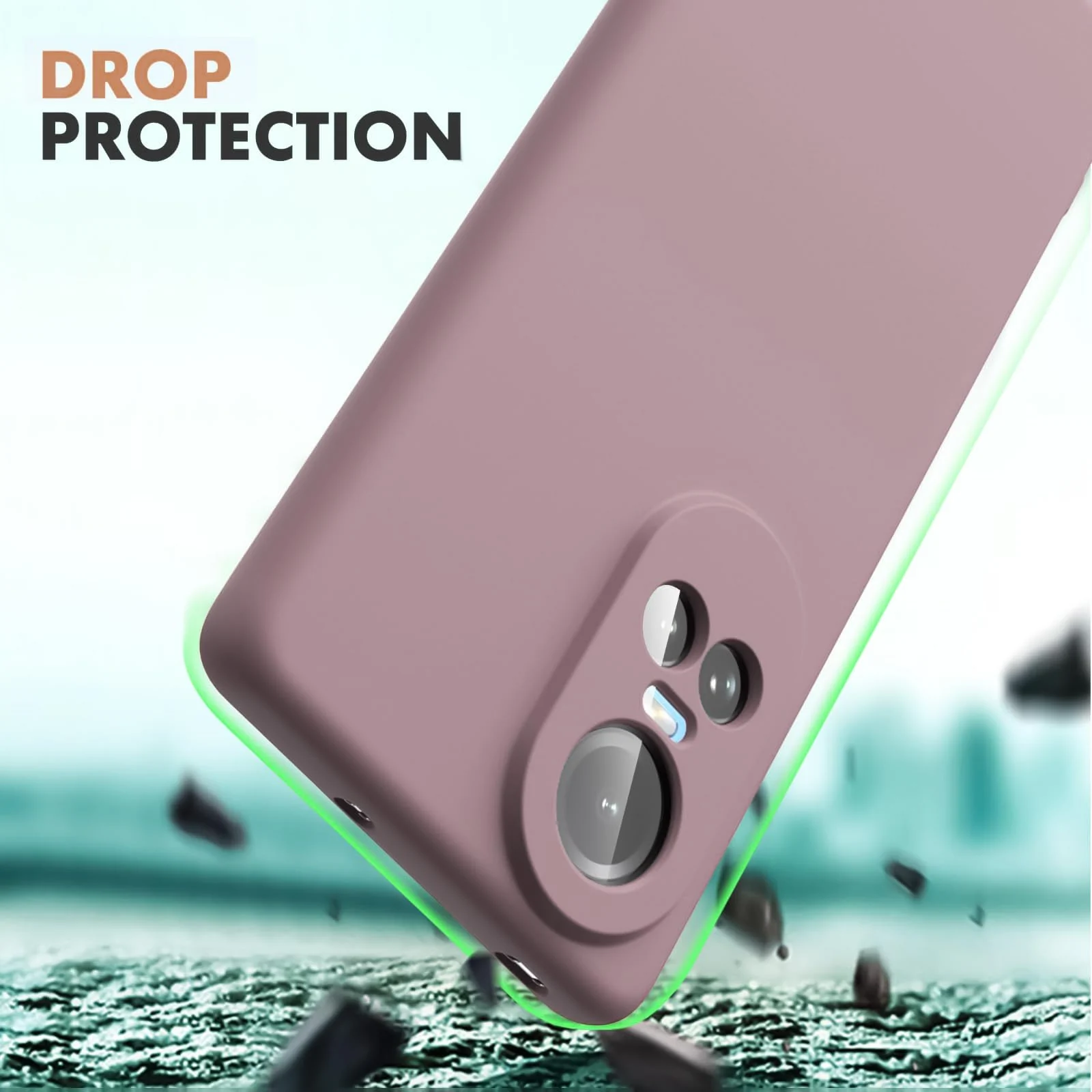DL3 Mobilak Liquid Silicone Protective Case for OPPO Reno 10 with Microfiber Lining and Shockproof Design - Cashmere