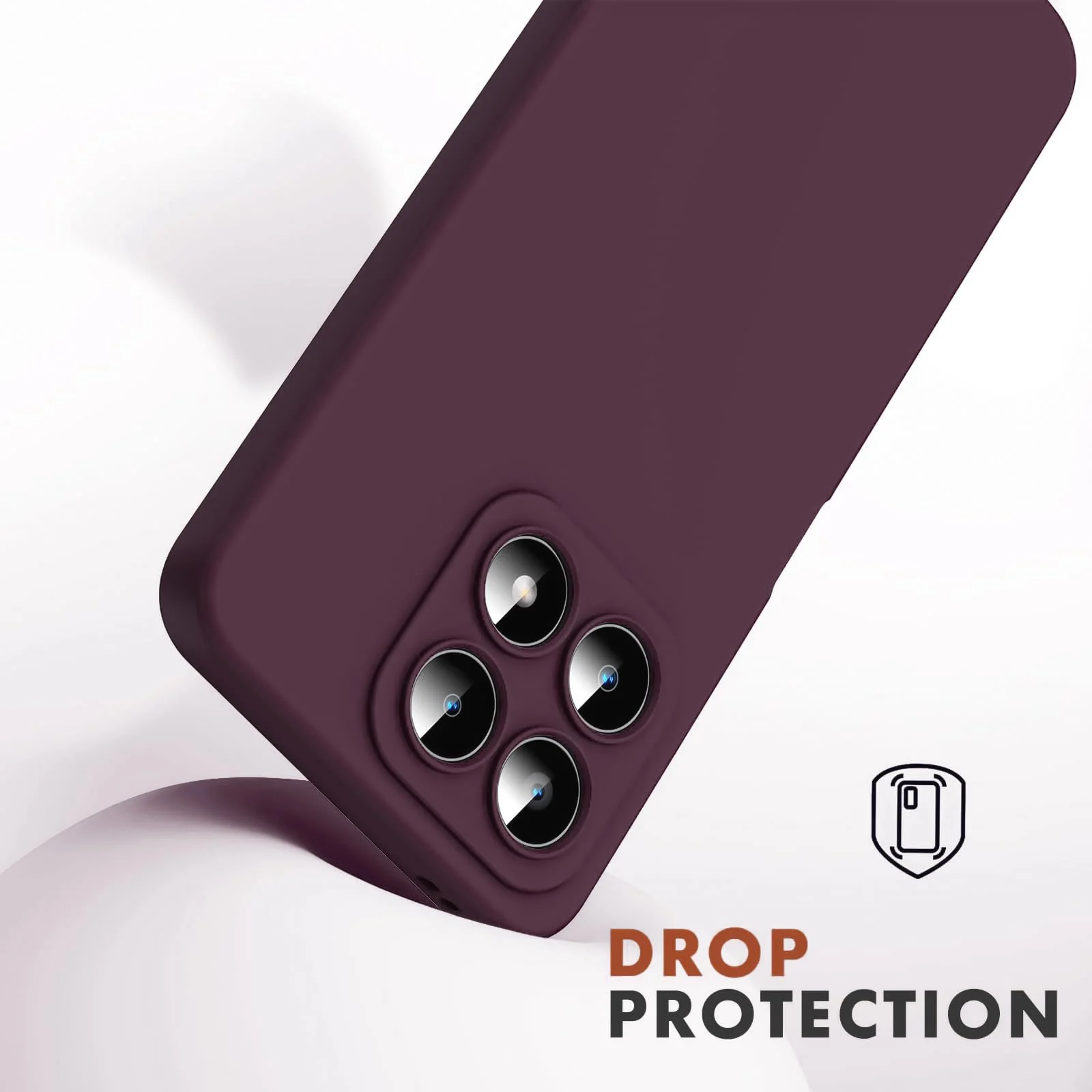 DL3 Mobilak Liquid Silicone Protective Case with Soft Microfiber Lining with Full Camera Protection for Honor X8A - Wine Red