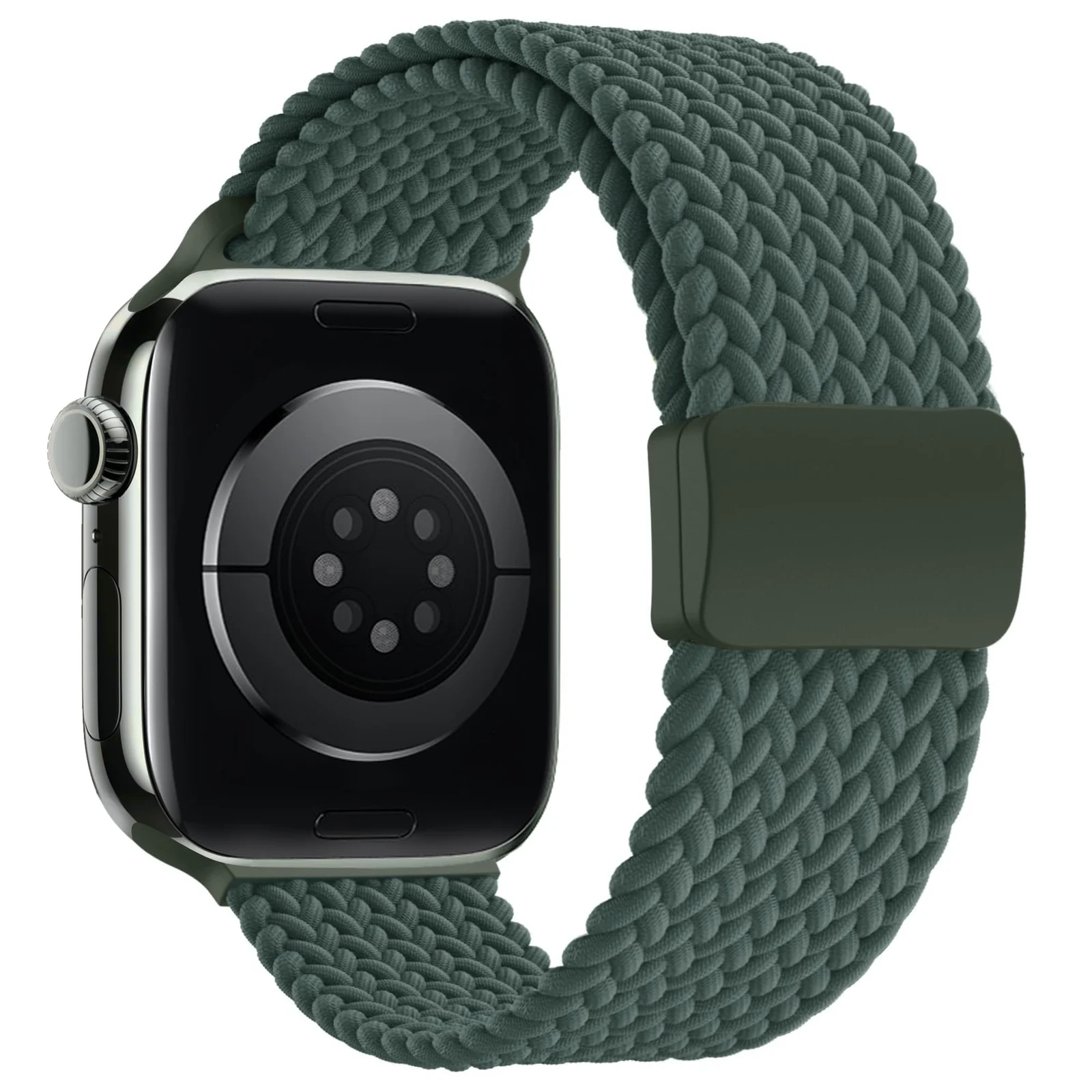 DL3 Mobilak Sport Solo Loop Compatible with Apple Watch Band 42mm 44mm 45mm 46mm 49mm for Women Men, Magnetic Strap Stretchy Braided Wristband for iWatch Series 11 10 9 8 7 6 5 4 3 Ultra 3 2 1 SE SE2 - C-Green