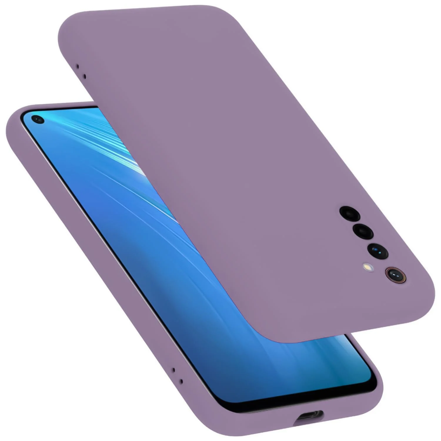 DL3 Mobilak Silicone Protective Case for realme 6, Shock-absorbing protection, Scratch-resistant surface, Soft microfiber lining - Lavender